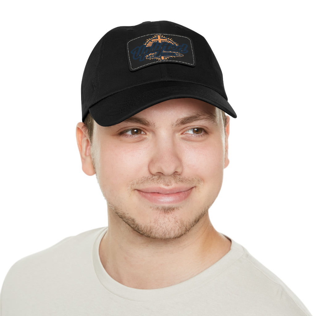 Uplifted Gear Leather Patch Dad Hat — Vintage Aviation Logo Cap Printify