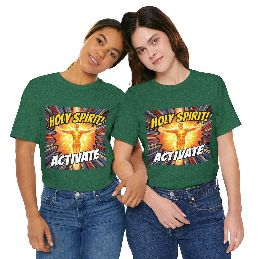 Holy Spirit Activate T-shirt – Superhero Christian T-shirt with Vibrant Power-Up Design for Faith-Fueled Boldness Printify