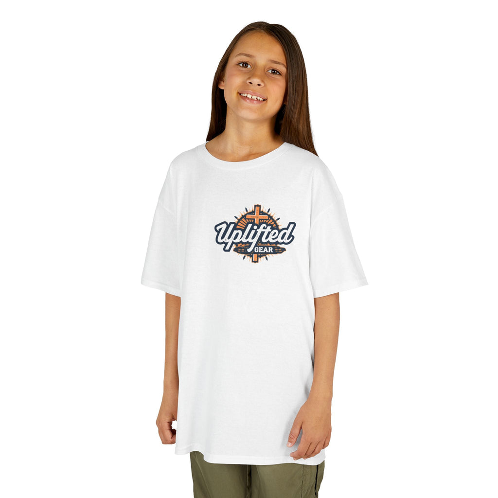 ✨ Chosen. Loved. Redeemed. – Elegant Christian Kids T-Shirt | Gold Foil Faith Tee | Subtle Cross & Heart Design | Inspirational Bible Verse Apparel by Uplifted Gear Printify