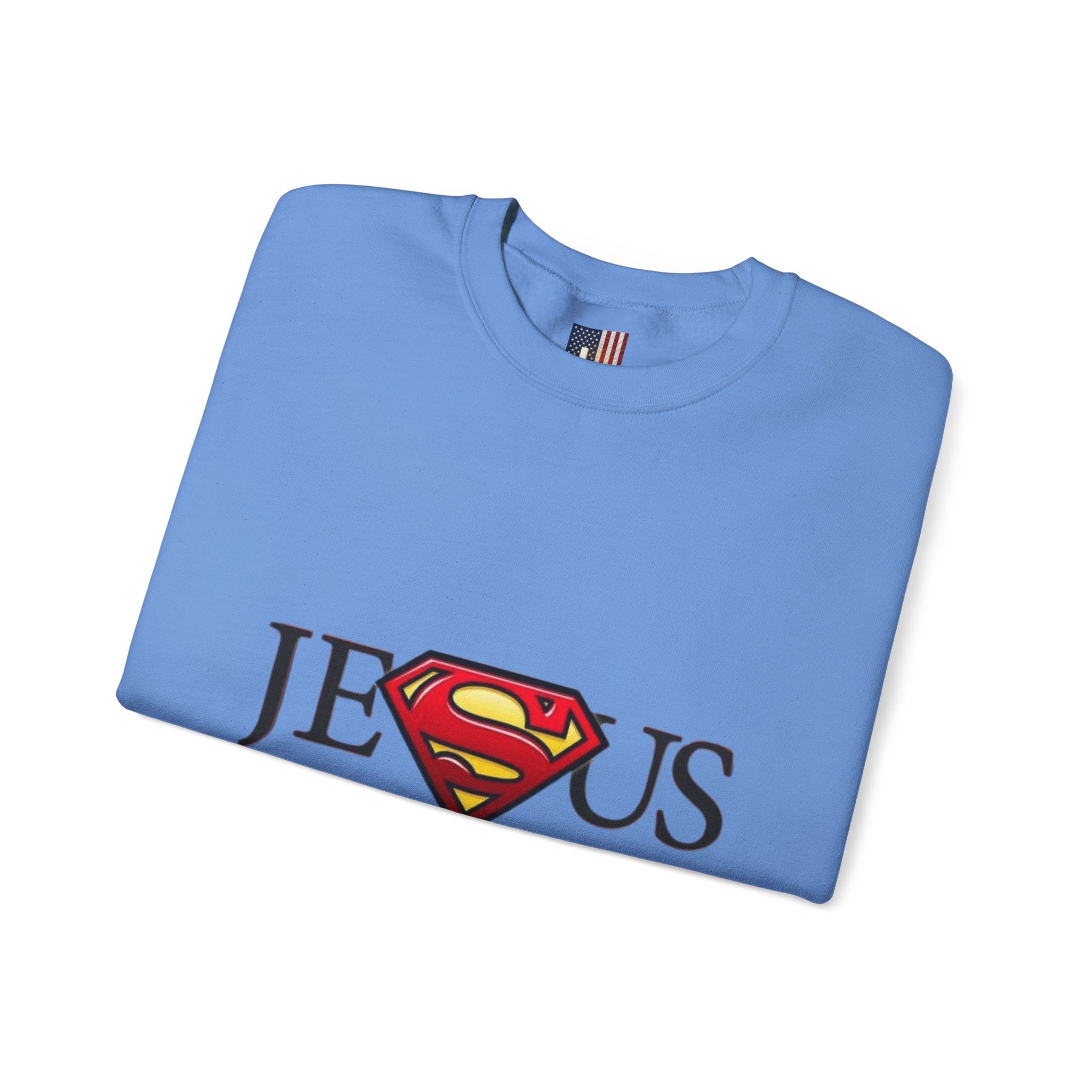 Jesus Is My Superhero Crewneck Sweatshirt Printify