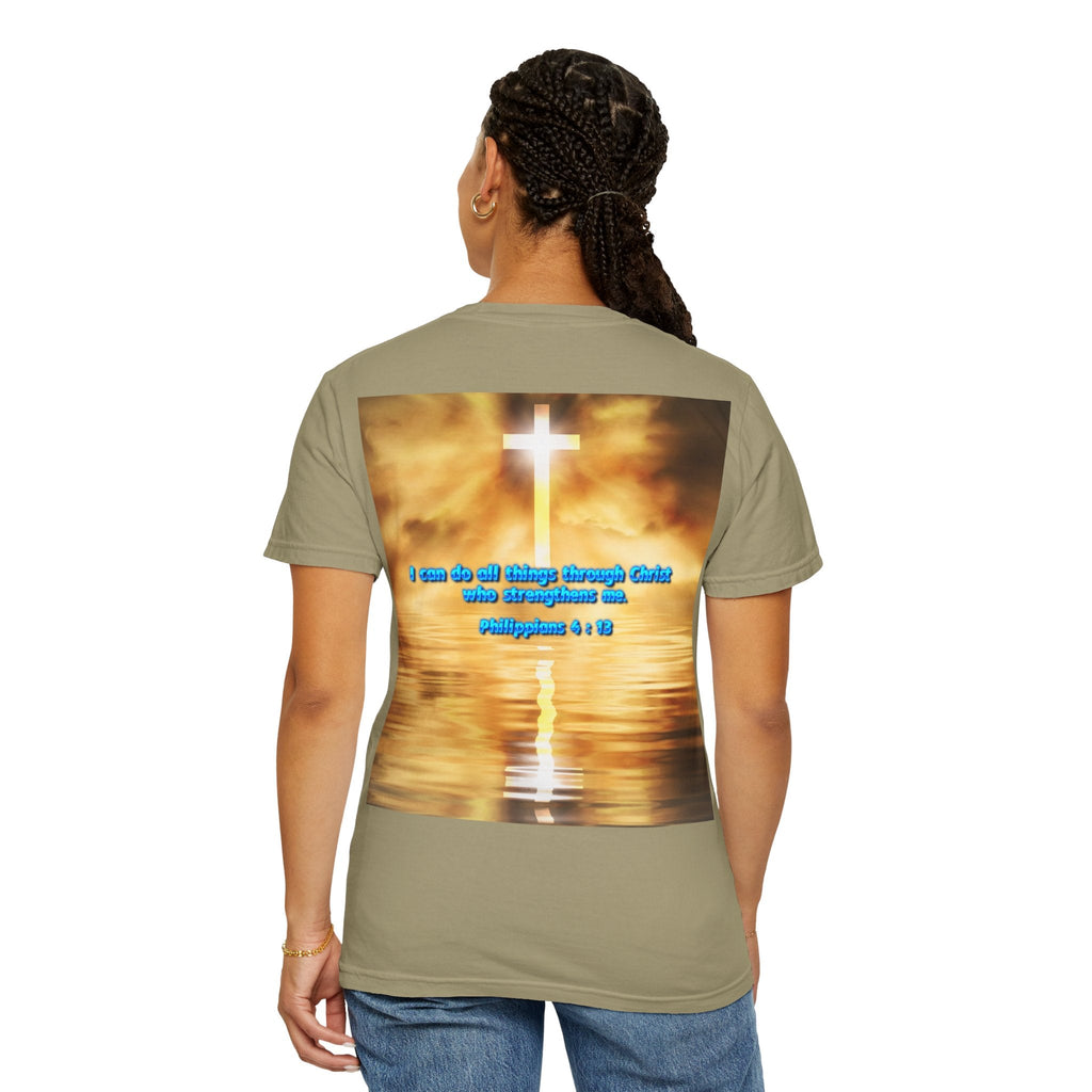 Bible Verse Unisex Garment-Dyed T-shirt -  Philippians 4 : 13 Printify