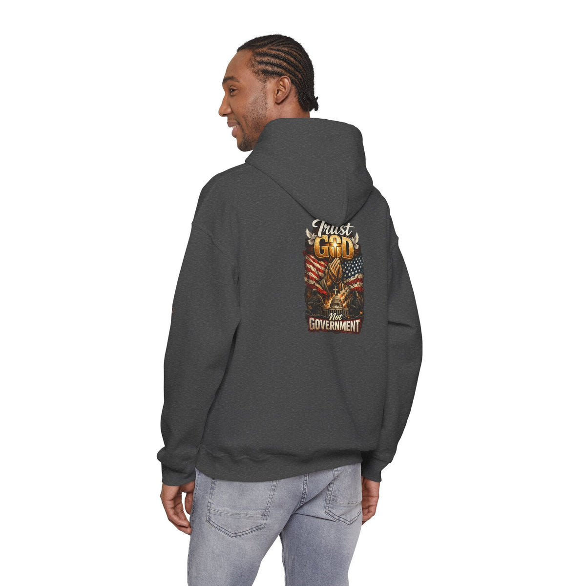 Trust God Not Government Hoodie — Vintage Patriotic Christian Hoodie Printify