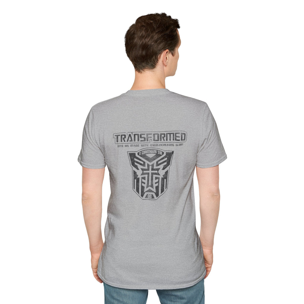 Transformer Logo Christian T-shirt | 2 Corinthians 3:18 Bible Verse T-shirt Printify