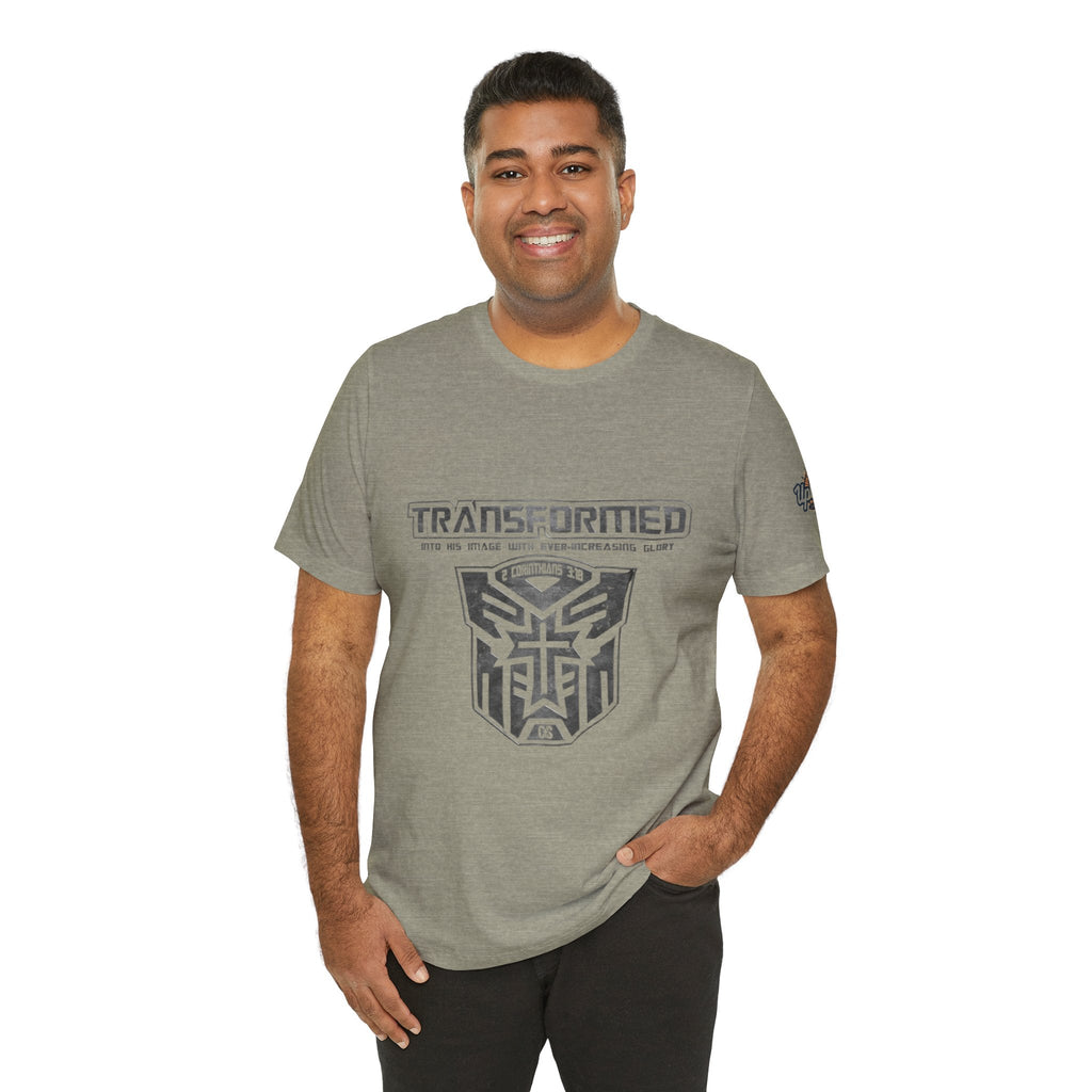 Transformer Logo Christian T-shirt | 2 Corinthians 3:18 Bible Verse T-shirt Printify