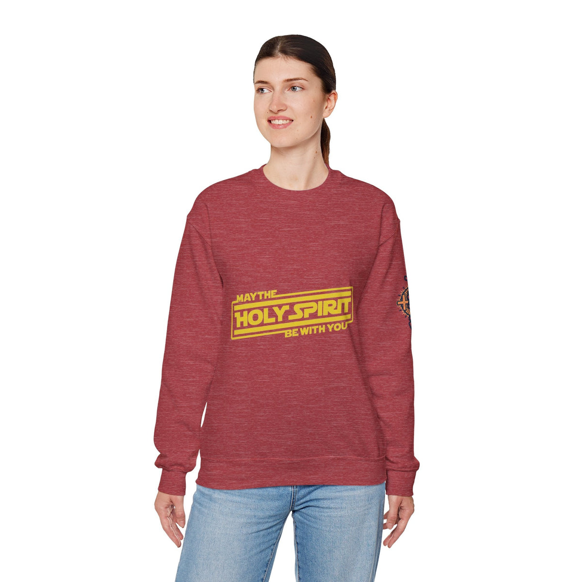 May the Holy Spirit Be With You Sweatshirt - Christian Star Wars Parody Sweatshirt Printify