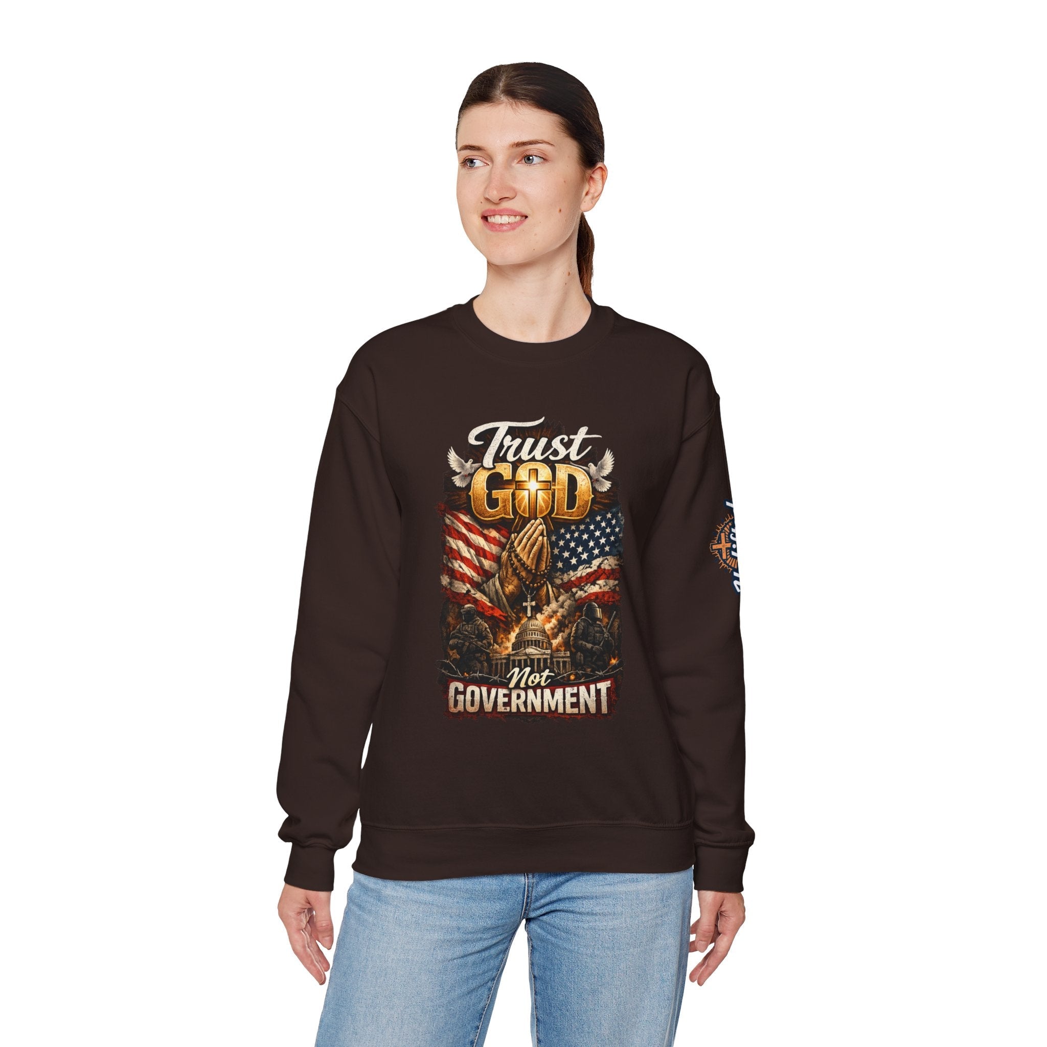 Trust God Not Government Sweatshirt — Vintage Patriotic Christian Sweatshirt Printify