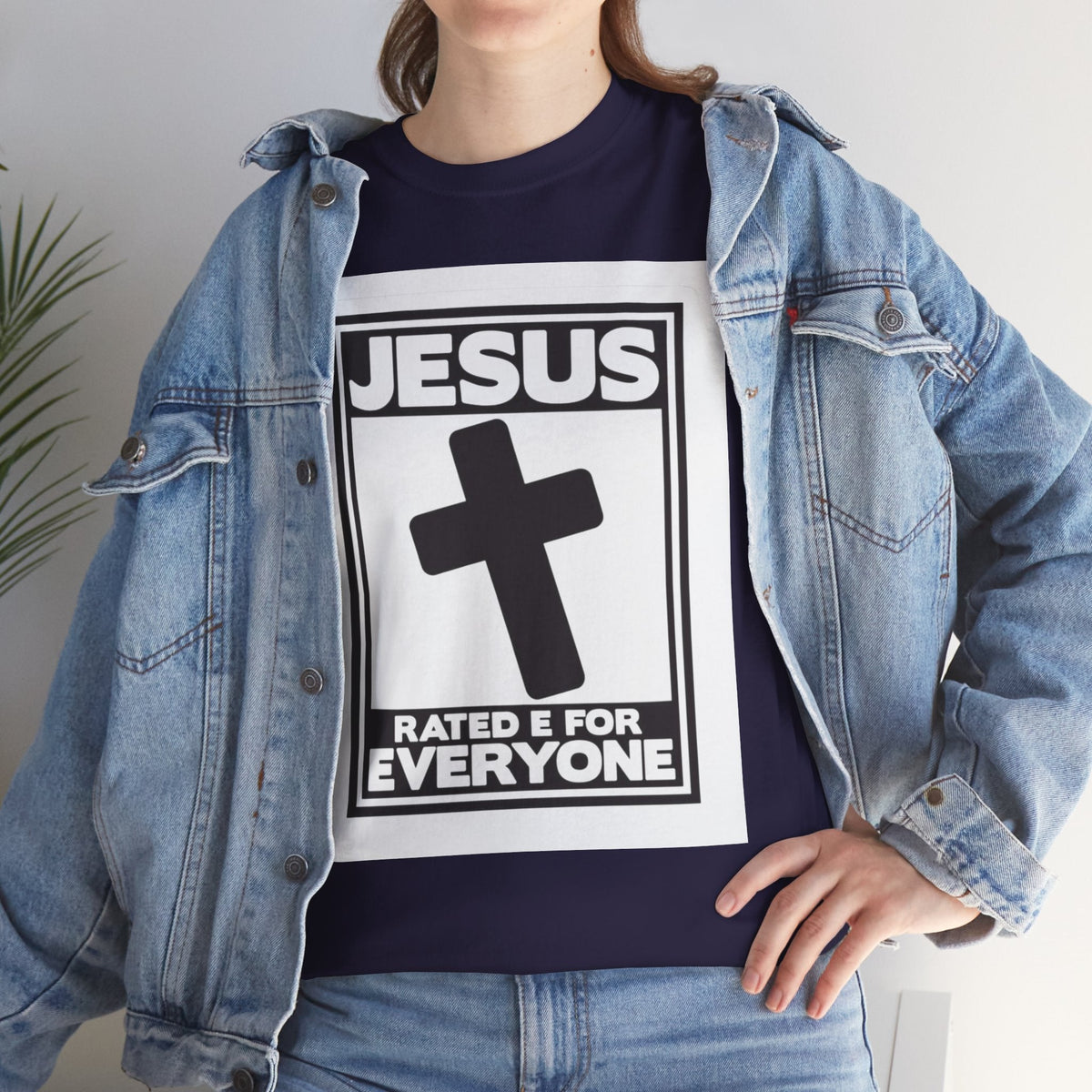 Jesus, Rated E for Everyone T-shirt - Gamer Faith T-shirt - Christian Video Game Parody Printify