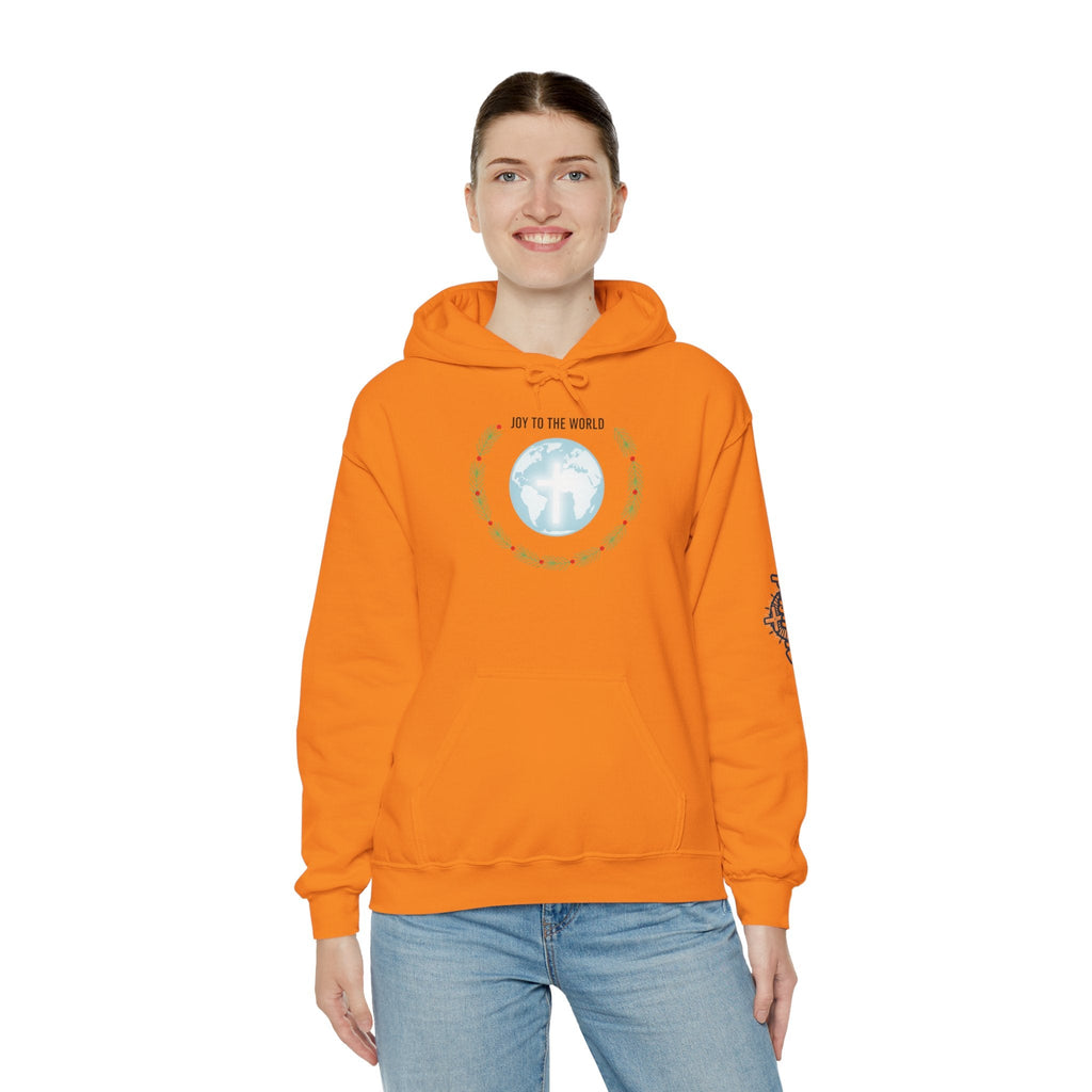 Joy to the World Hoodie – Wreath Earth Nativity Christian Christmas Sweatshirt for Isaiah 9:6 Holiday Faith & Festive Joy Printify