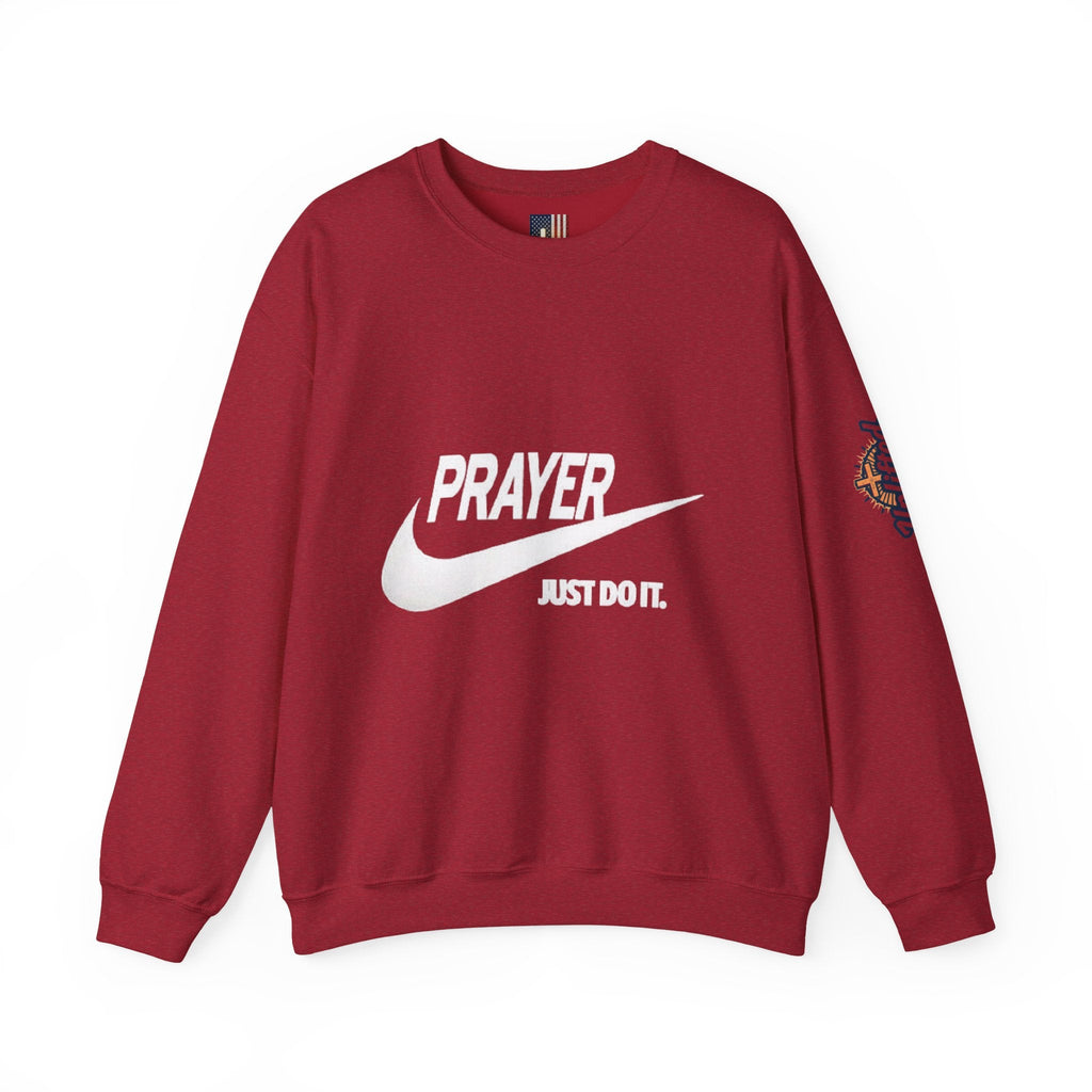 Prayer Just Do It Sweatshirt - Funny Christian Nike Parody Sweatshirt - Faith Gear Printify