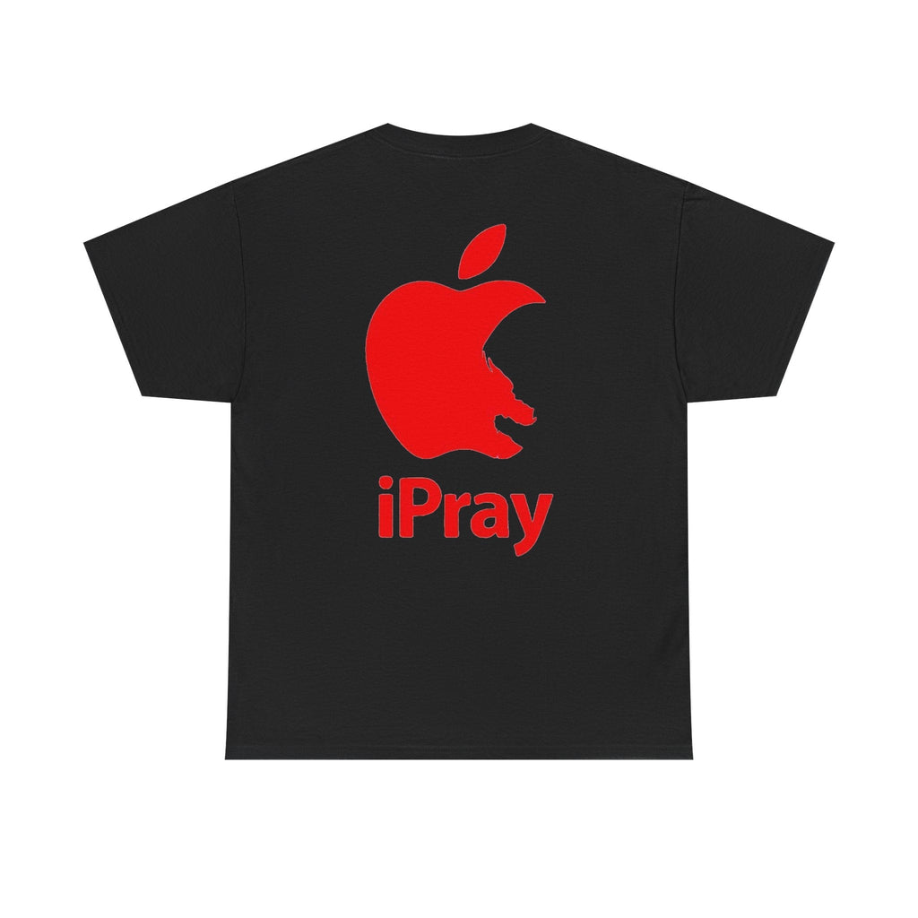 iPray Apple Logo Tee — Funny Christian T-Shirt (Minimal Red Apple Graphic) Printify