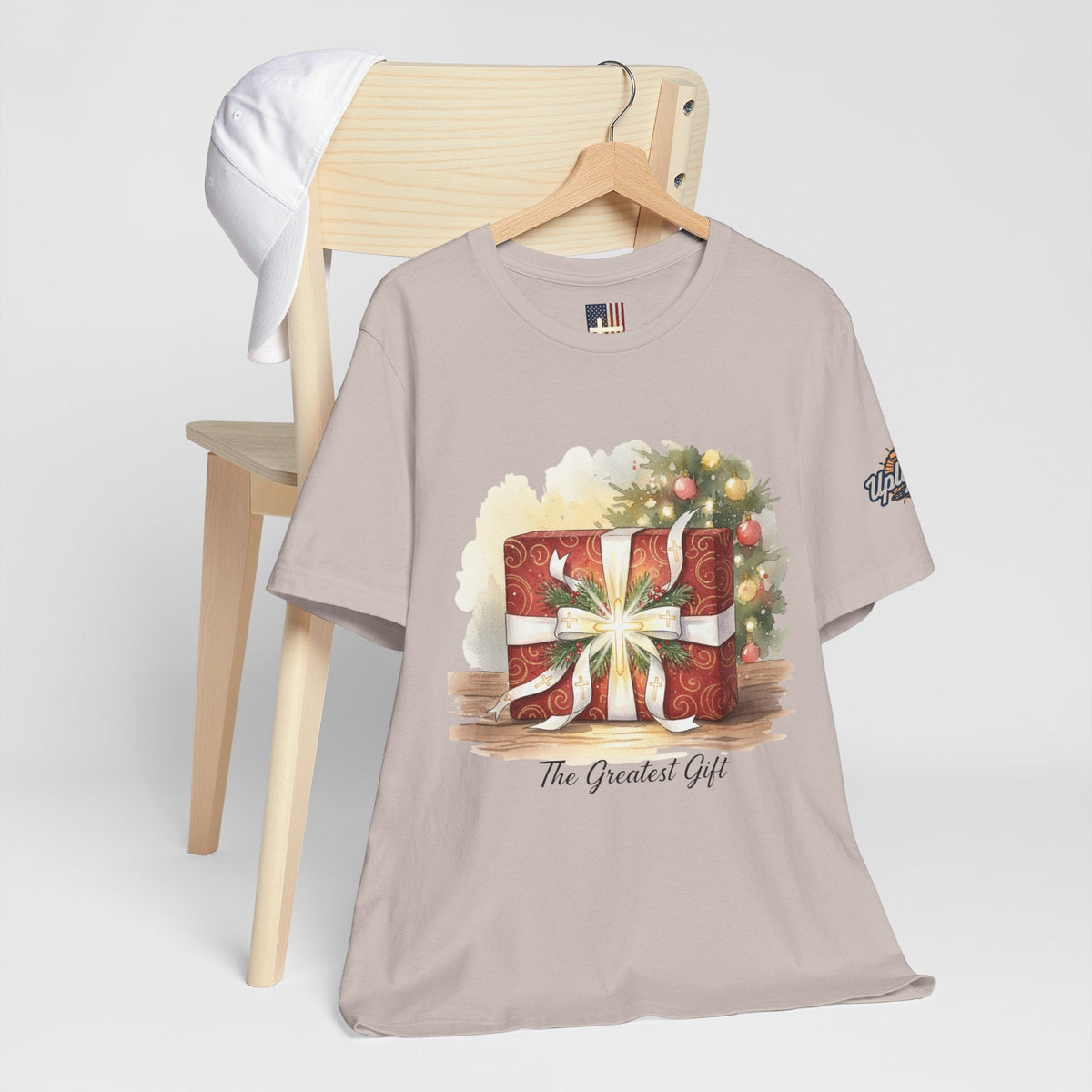 The Greatest Gift T-shirt – Cross Bow Present Christian T-shirt for Christmas Salvation & Eternal Faith Printify