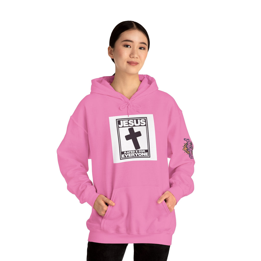 Jesus, Rated E for Everyone Hoodie - Gamer Faith Hoodie - Christian Video Game Parody Printify