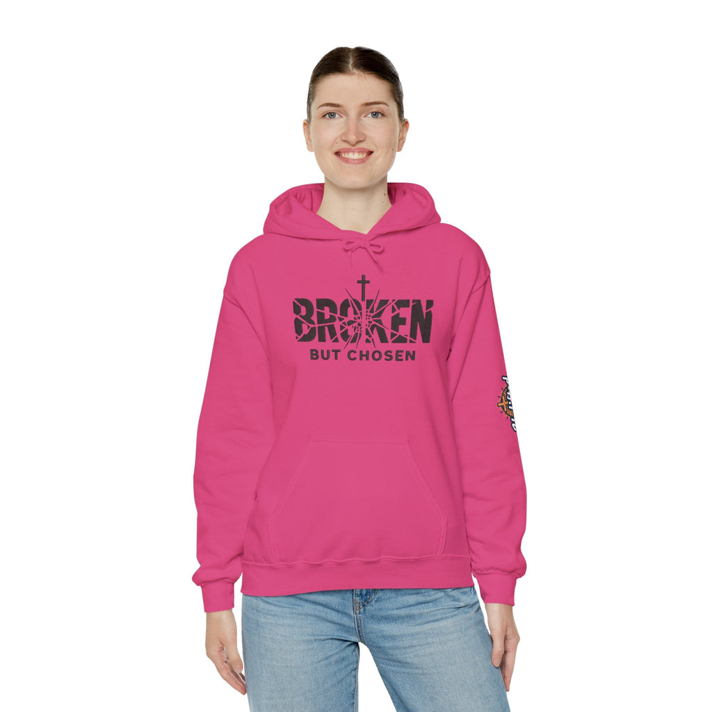 Broken But Chosen Hoodie — Christian Faith Graphic Sweatshirt Printify