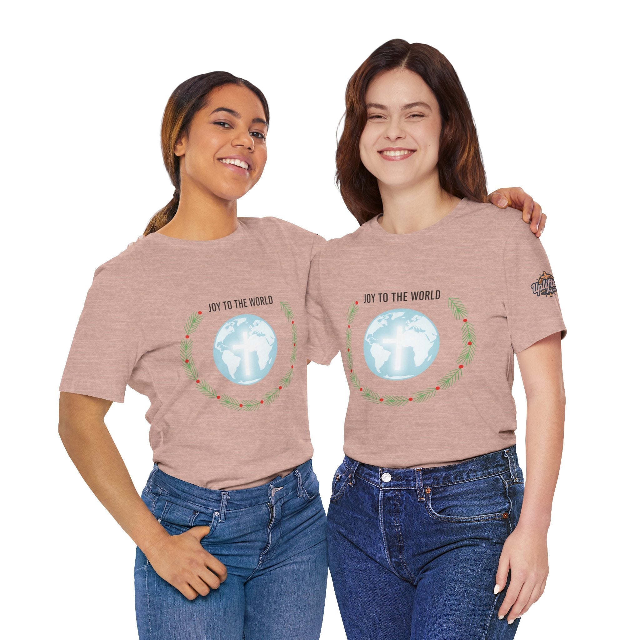 Joy to the World T-shirt – Wreath Earth Nativity Christian Christmas T-shirt for Isaiah 9:6 Holiday Faith & Festive Joy Printify