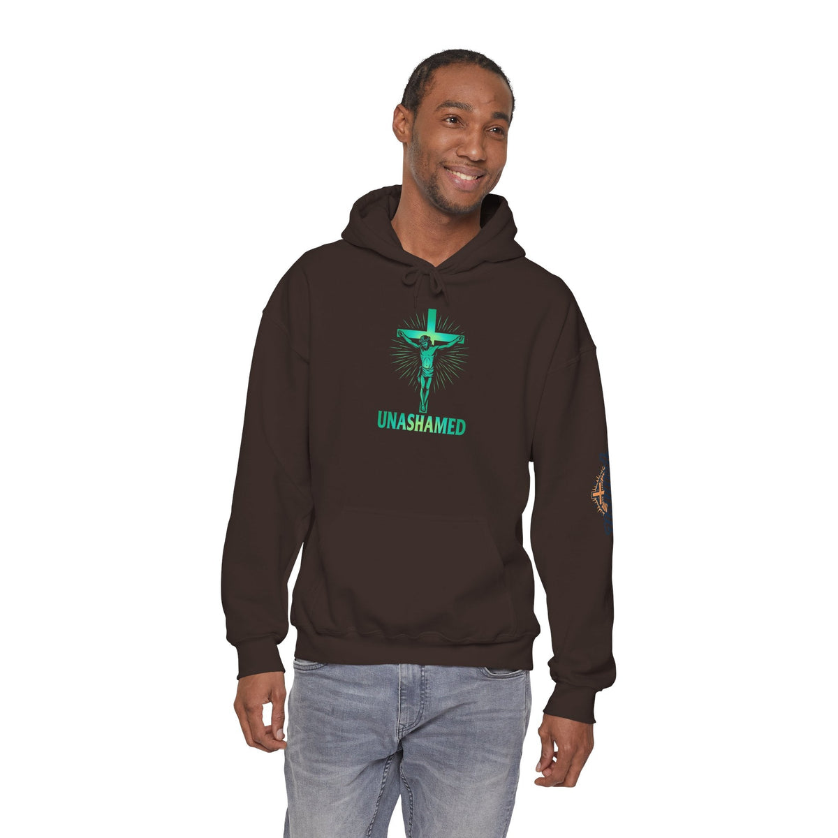 Unashamed Hoodie – Romans 1:16 Crucifixion Christian Hoodie for Bold Unwavering Faith Printify