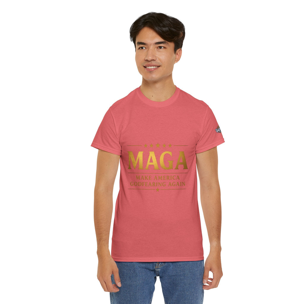 MAGA Gold Letter T-Shirt — "Make America Great Again" Printify