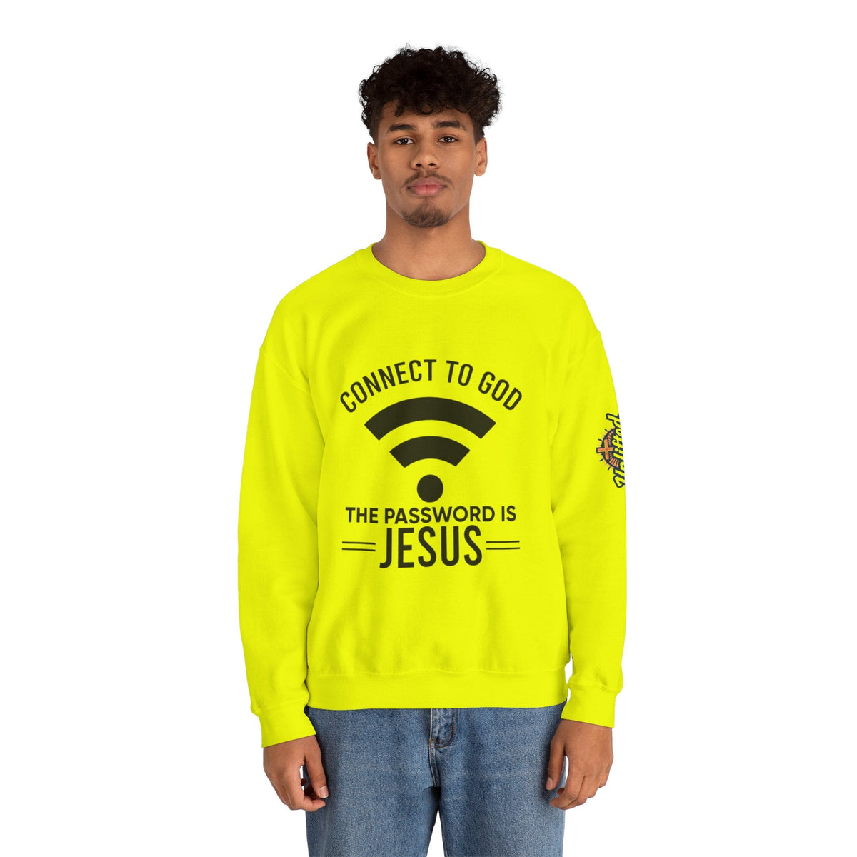 Connect to God Sweatshirt - WIFI Password is Jesus - Funny Christian Faith Sweatshirt Printify