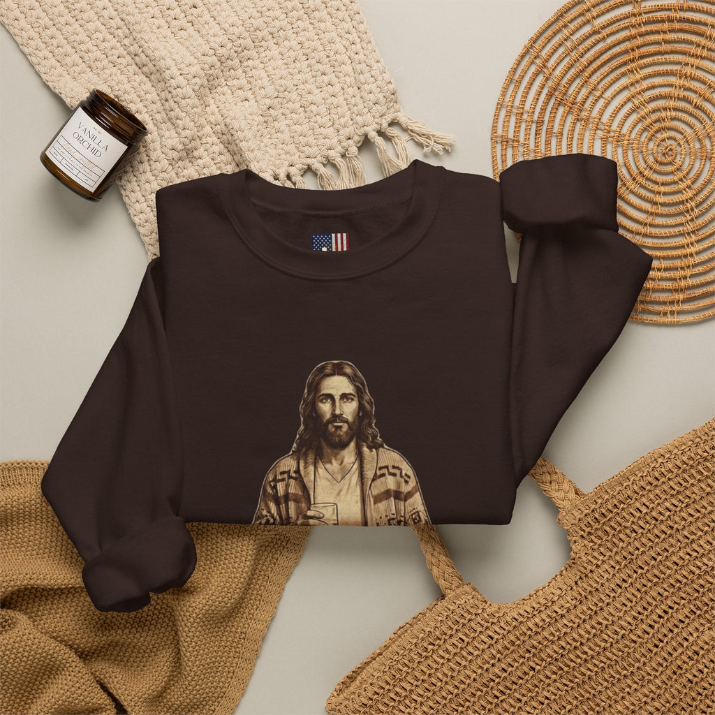 Abide Jesus Sweatshirt — Vintage 'The Dude' Religious Graphic Sweatshirt Printify