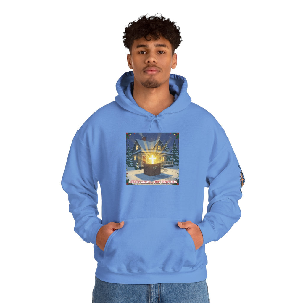 A Major Award This Christmas Hoodie – Fragile Leg Lamp Parody Cross Unboxing Christian Sweatshirt for Hilarious Faith & Holiday Glow Printify