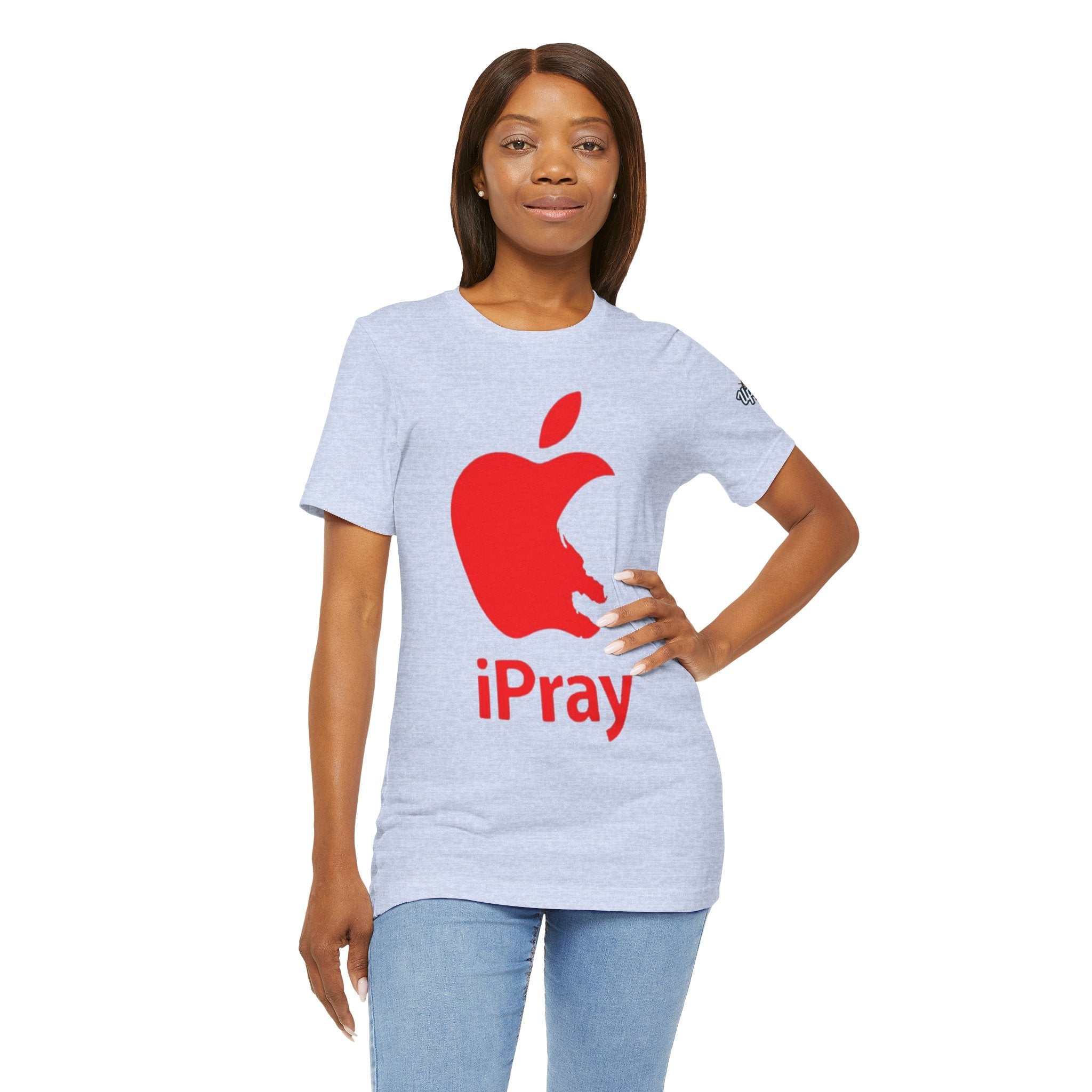 iPray Red Apple Christian T-Shirt — Faith Graphic Tee Printify
