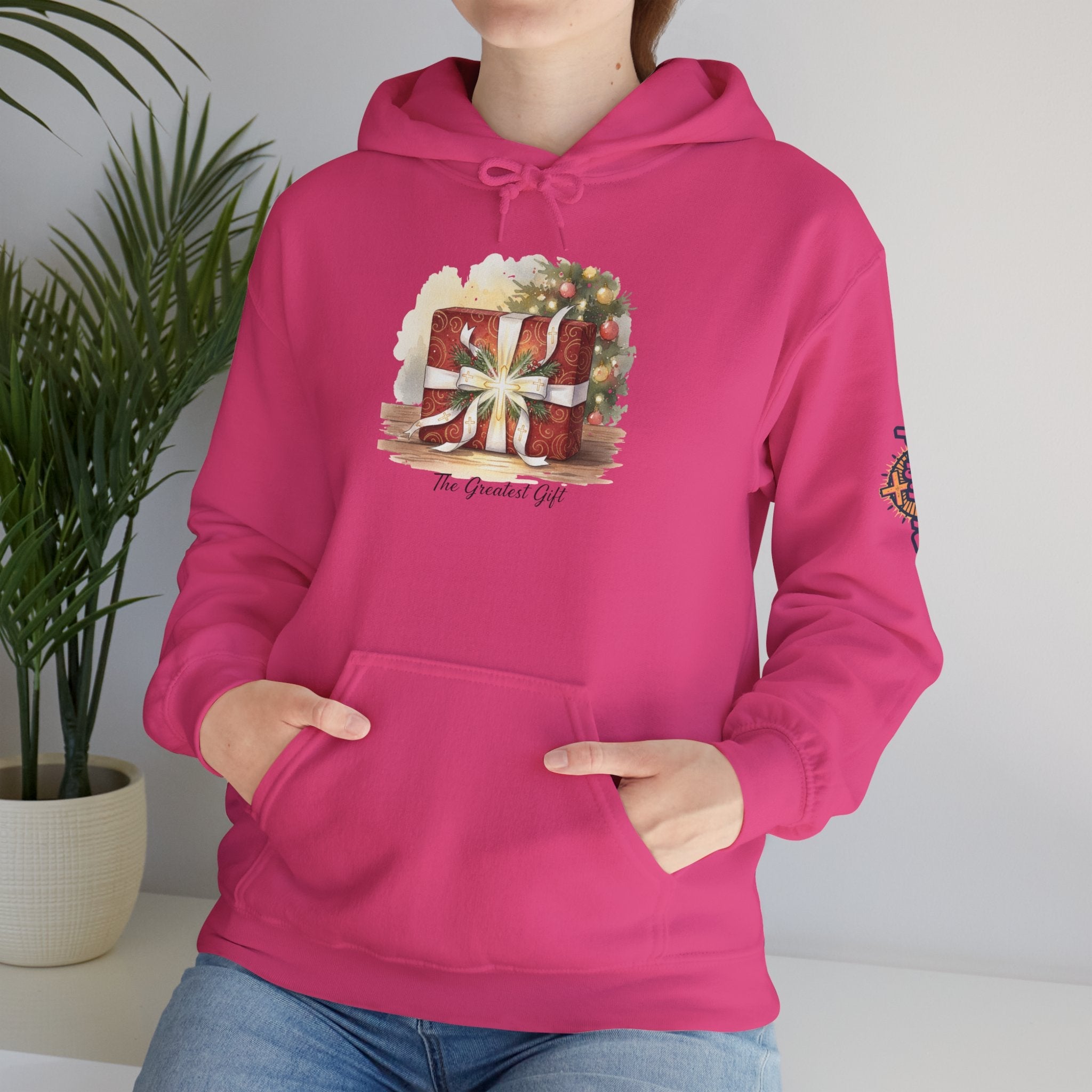 The Greatest Gift Hoodie – Cross Bow Present Christian Hoodie for Christmas Salvation & Eternal Faith Printify