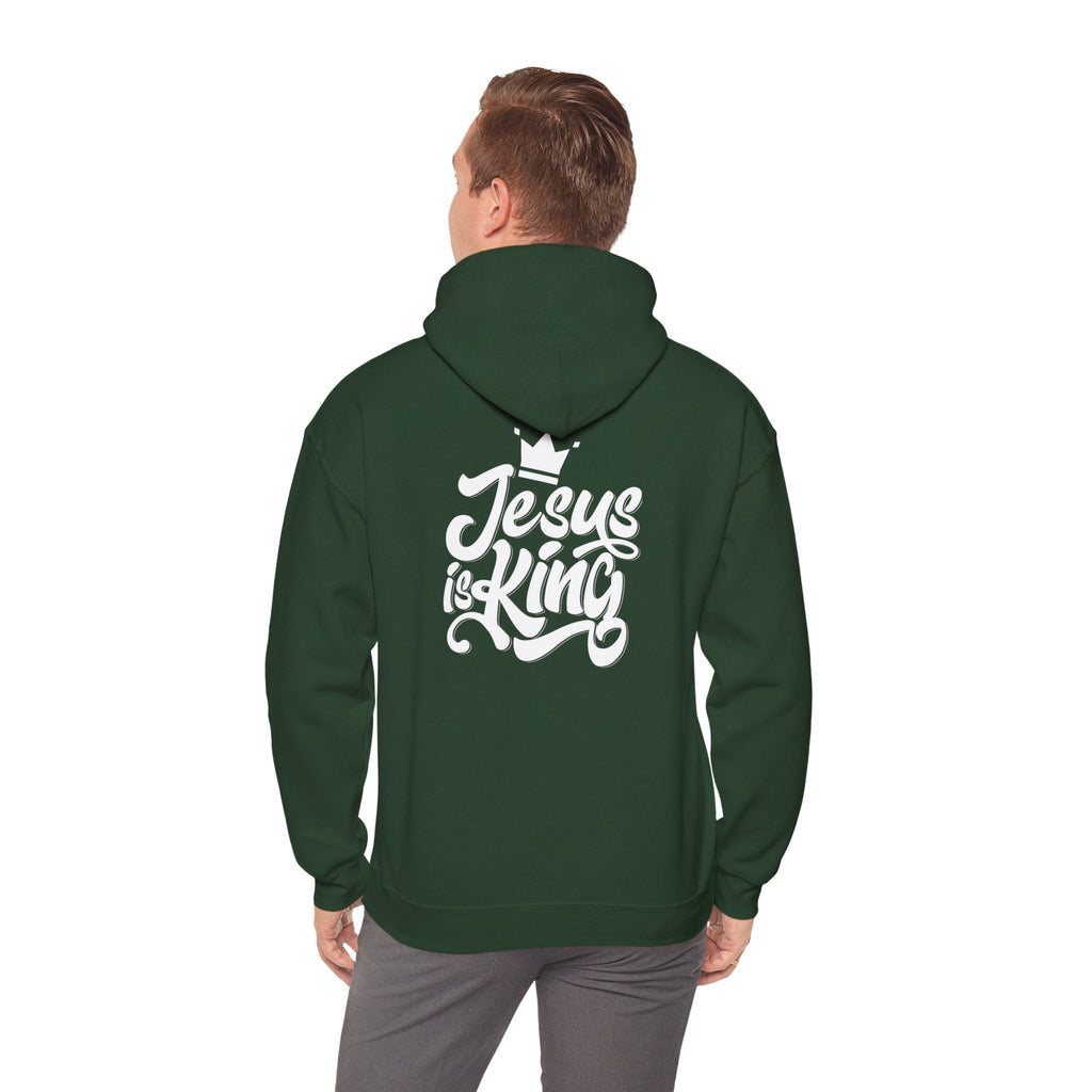 Jesus is King Hoodie – Bold Crown & Cross Christian Sweatshirt for Eternal Reign & Cozy Faith Printify