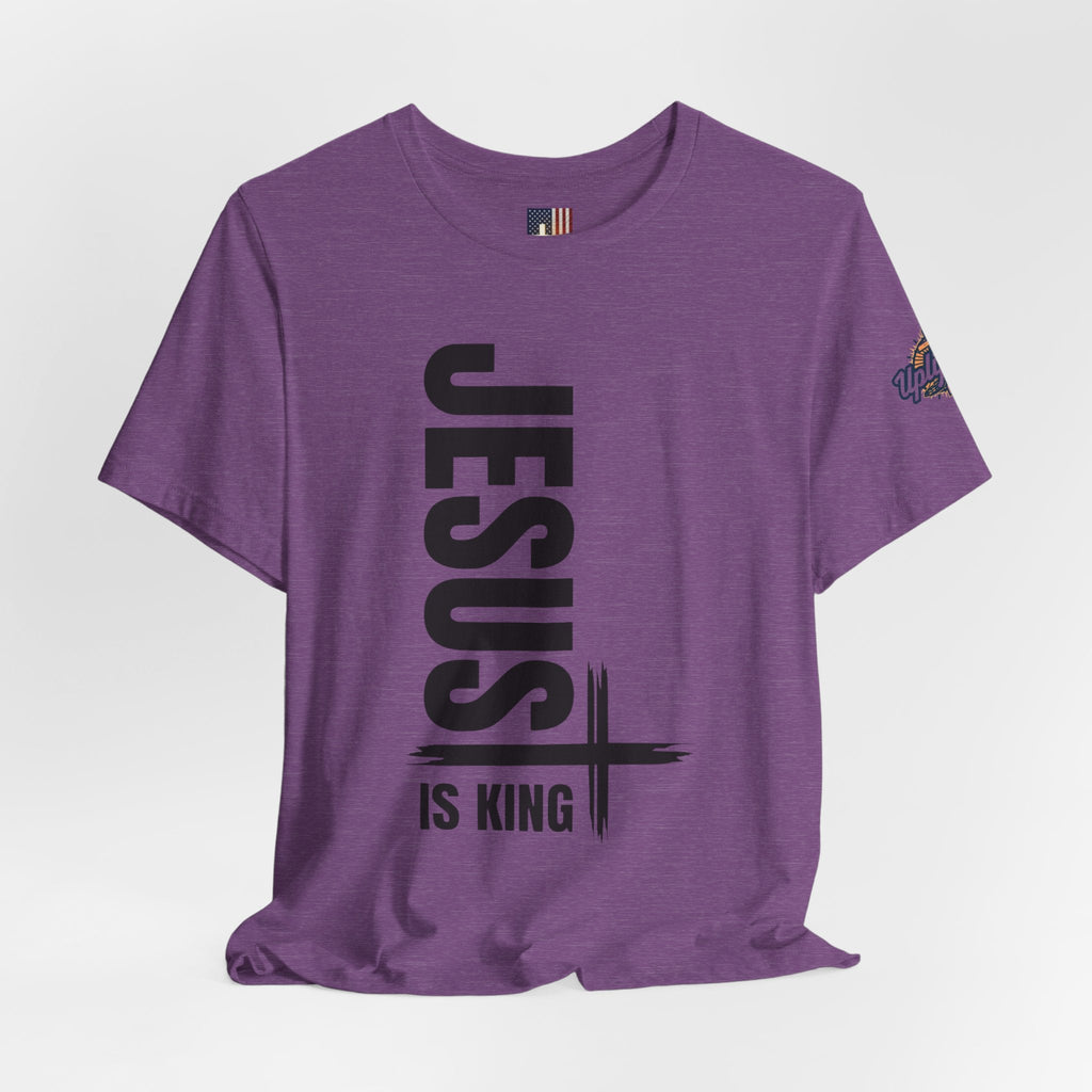 Jesus Is King T-shirt | Modern Typographic Cross Christian T-shirt Printify