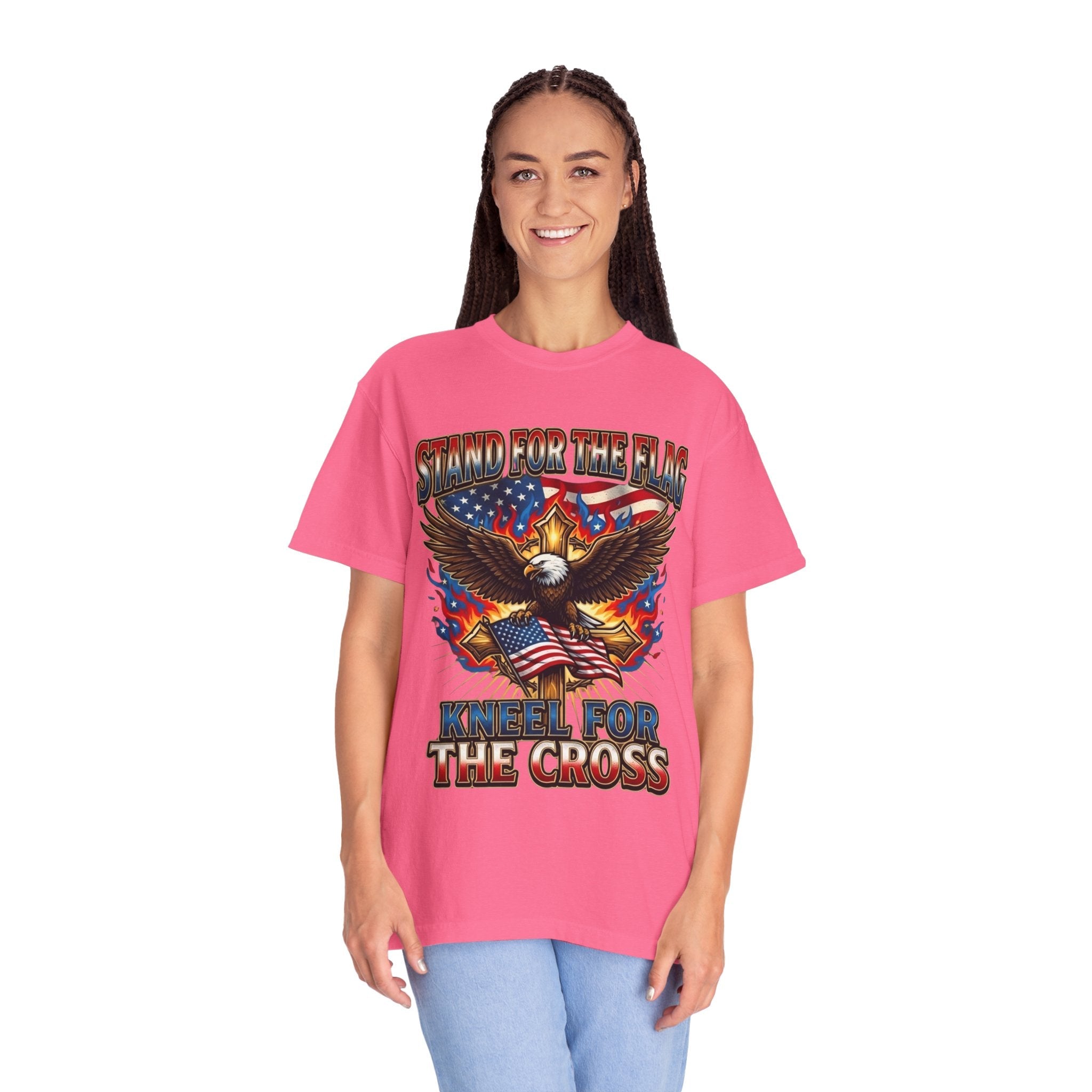 Stand for the Flag Kneel for the Cross T-shirt | Patriotic Eagle T-shirt Printify