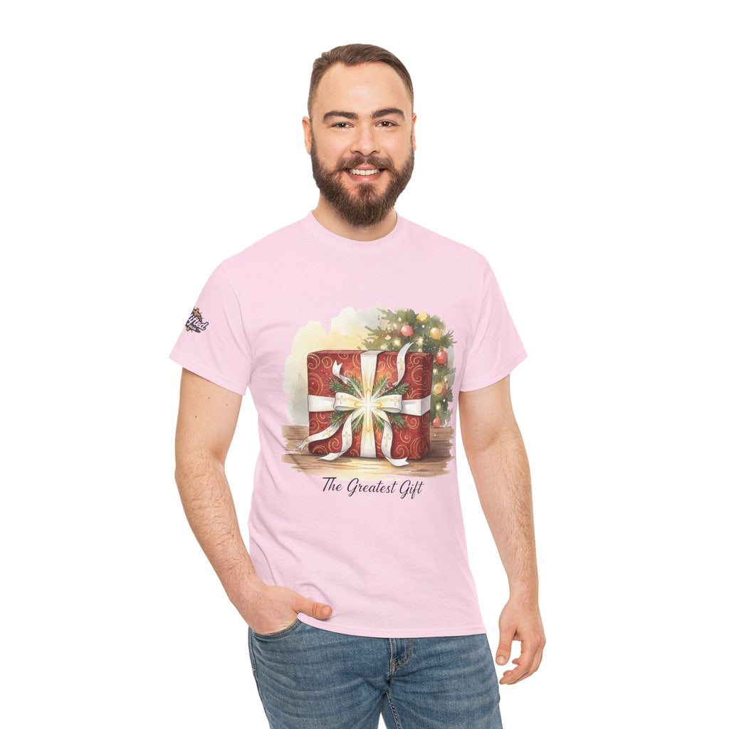 The Greatest Gift T-shirt – Cross Bow Present Christian T-shirt for Christmas Salvation & Eternal Faith Printify
