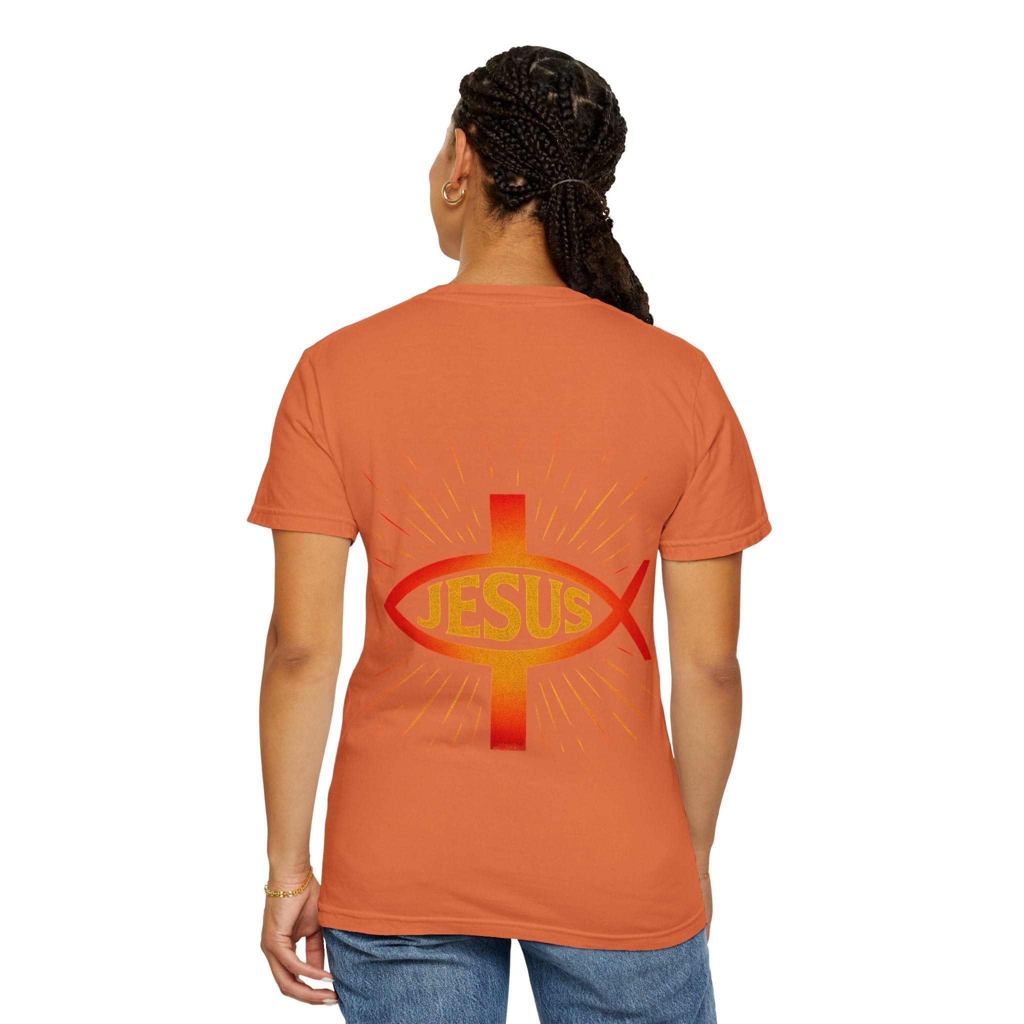 Jesus Ichthys T-shirt – Christian Fish Symbol with Cross & Jesus Inscription T-shirt for Eternal Faith & Streetwear Printify