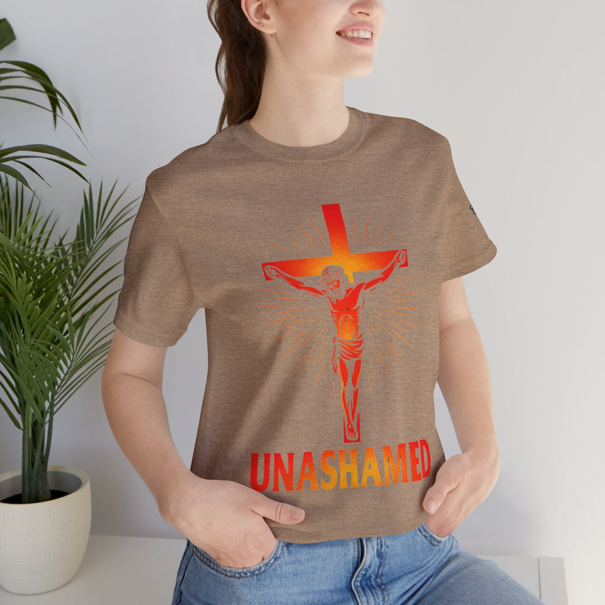 Unashamed T-shirt – Romans 1:16 Crucifixion Christian t-shirt for Bold Unwavering Faith Printify