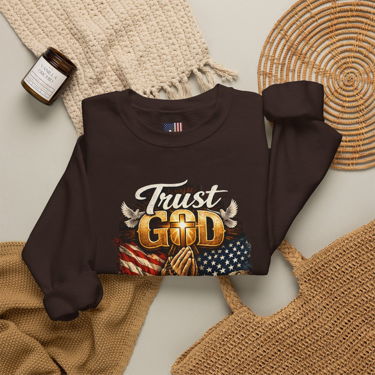 Trust God Not Government Sweatshirt — Vintage Patriotic Christian Sweatshirt Printify