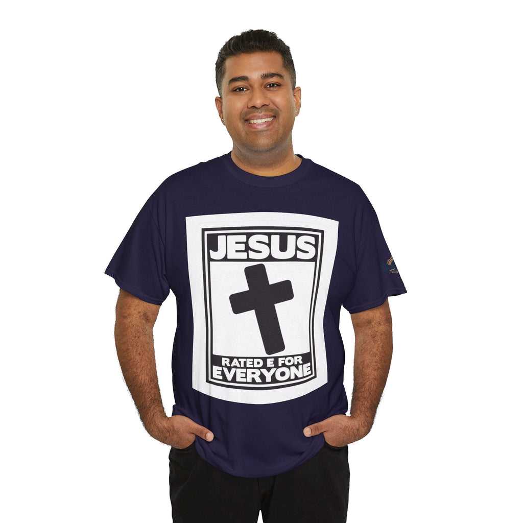 Jesus, Rated E for Everyone T-shirt - Gamer Faith T-shirt - Christian Video Game Parody Printify