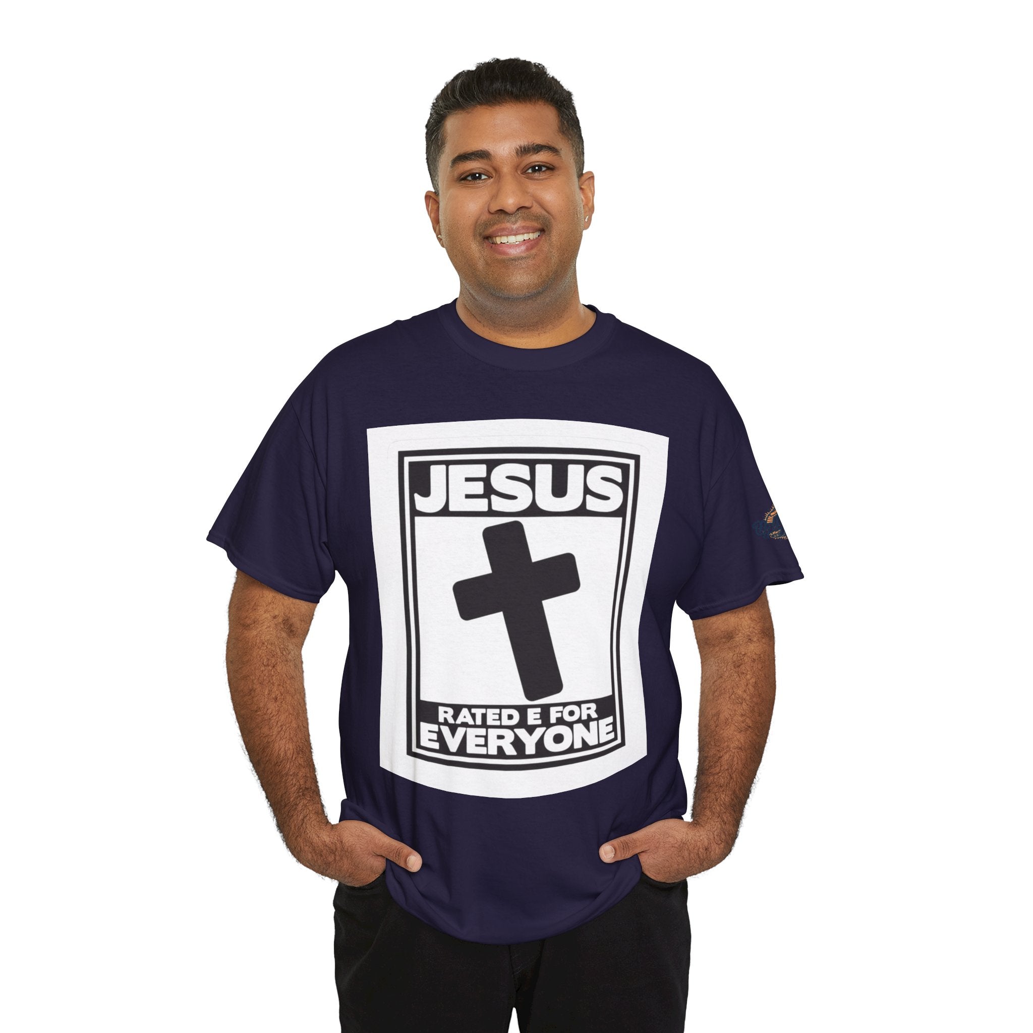 Jesus, Rated E for Everyone T-shirt - Gamer Faith T-shirt - Christian Video Game Parody Printify