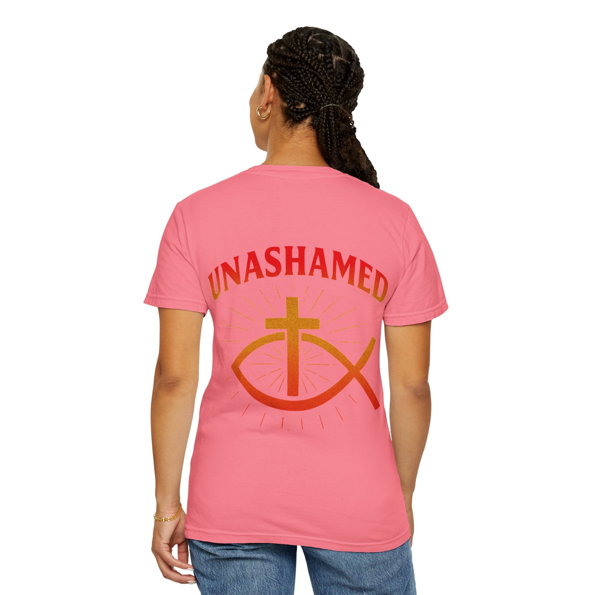 Unashamed T-shirt – Ichthys Jesus Fish & Cross Christian Sweatshirt for Romans 1:16 Bold Faith Printify