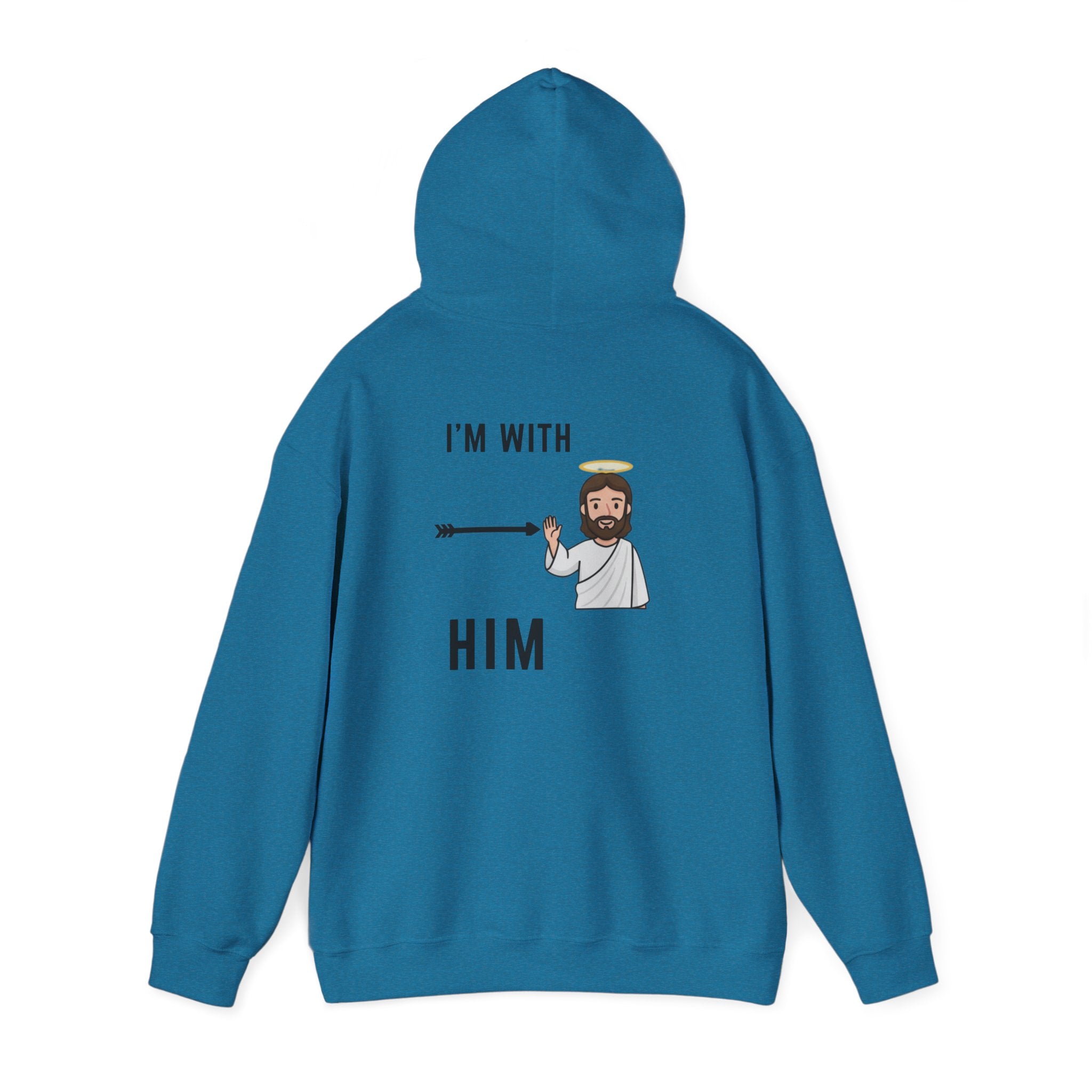 🔥 I’m With Him → Christian Hoodie | Arrow Pointing to Jesus | Minimalist Faith Tee | Subtle Cross Design | Bible-Inspired Apparel by Uplifted Gear Printify