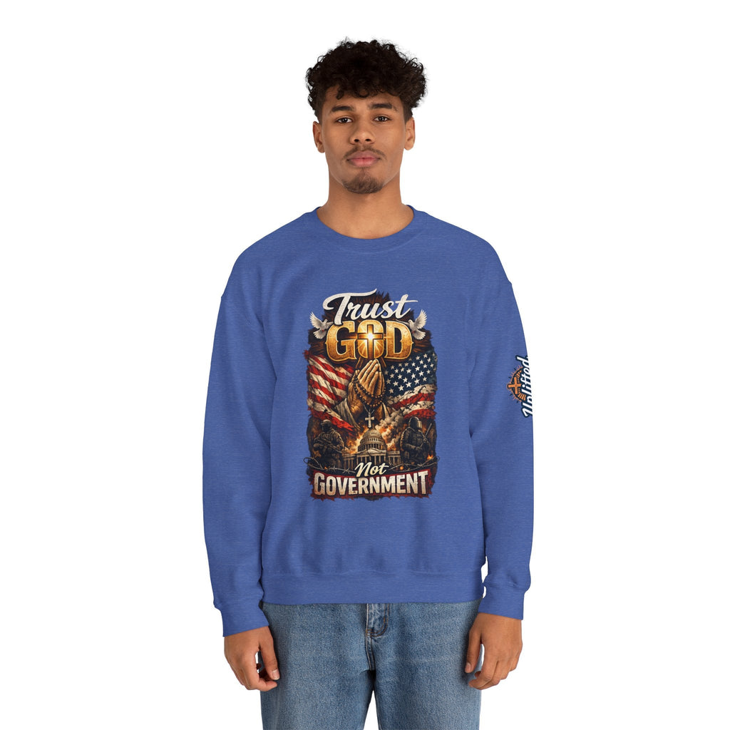 Trust God Not Government Sweatshirt — Vintage Patriotic Christian Sweatshirt Printify