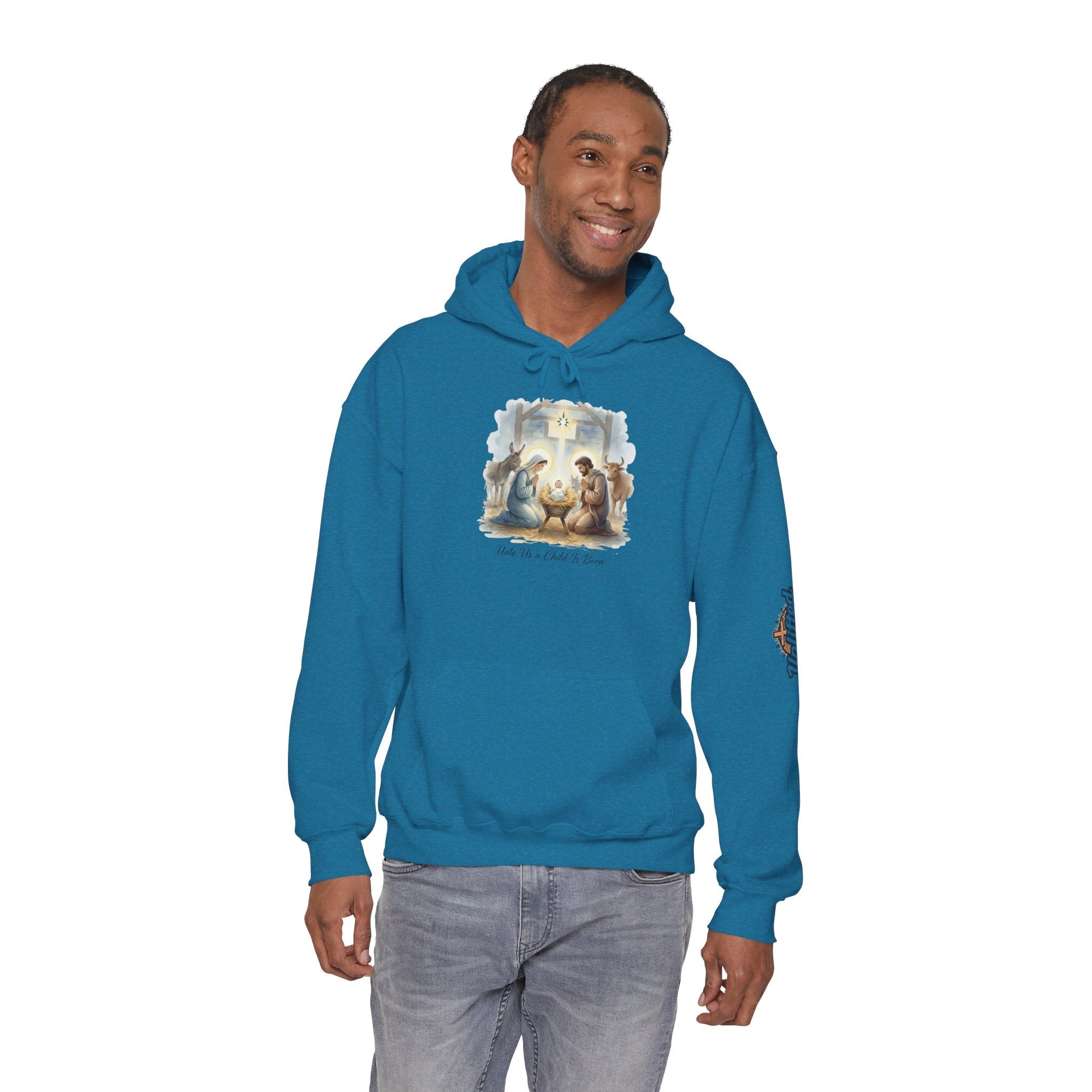 Unto Us a Child is Born Hoodie – Isaiah 9:6 Nativity Manger Scene Christian Christmas Sweatshirt for Holy Night Faith Printify