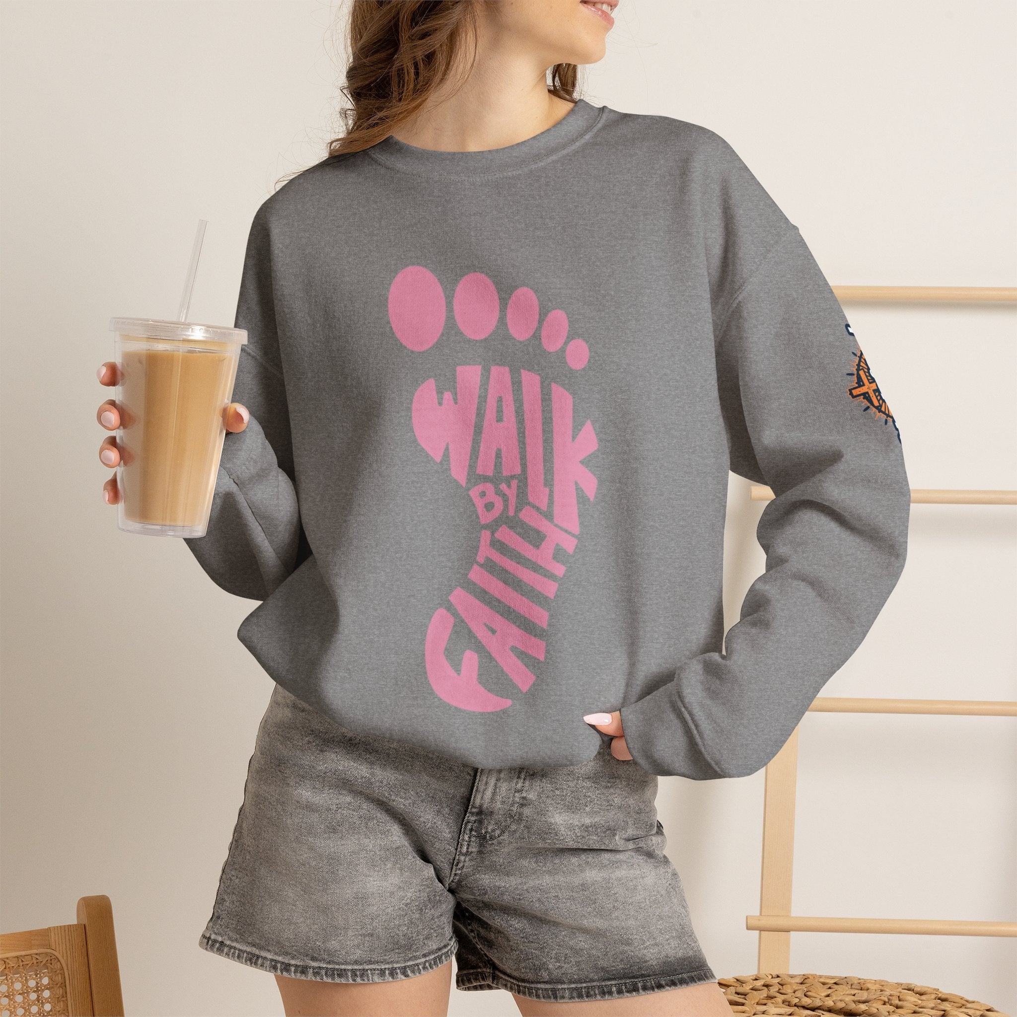 Walk By Faith Footprint Sweatshirt Printify