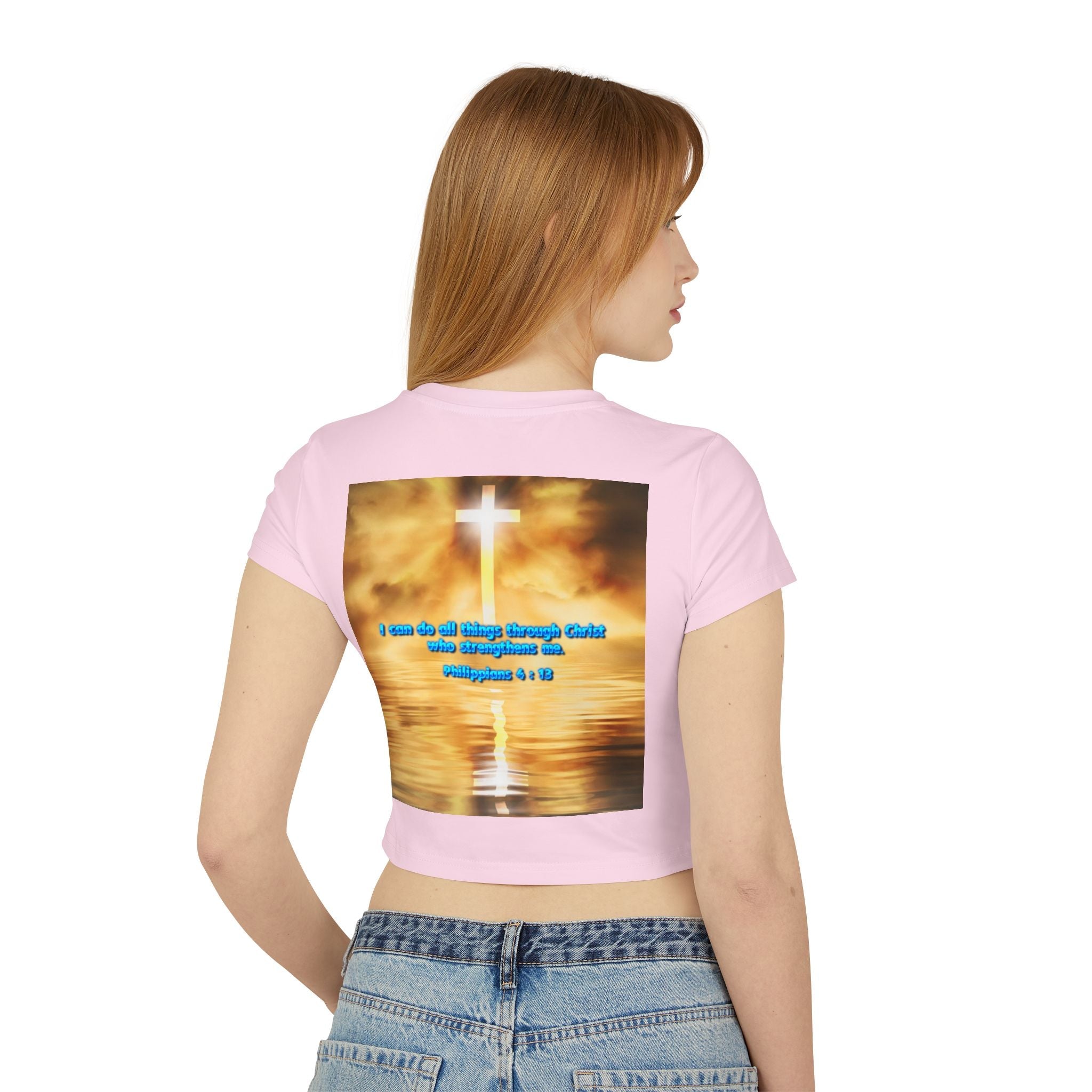 Women's Baby Tee - Phillipians 4:13 Bible Verse Religious Design Printify