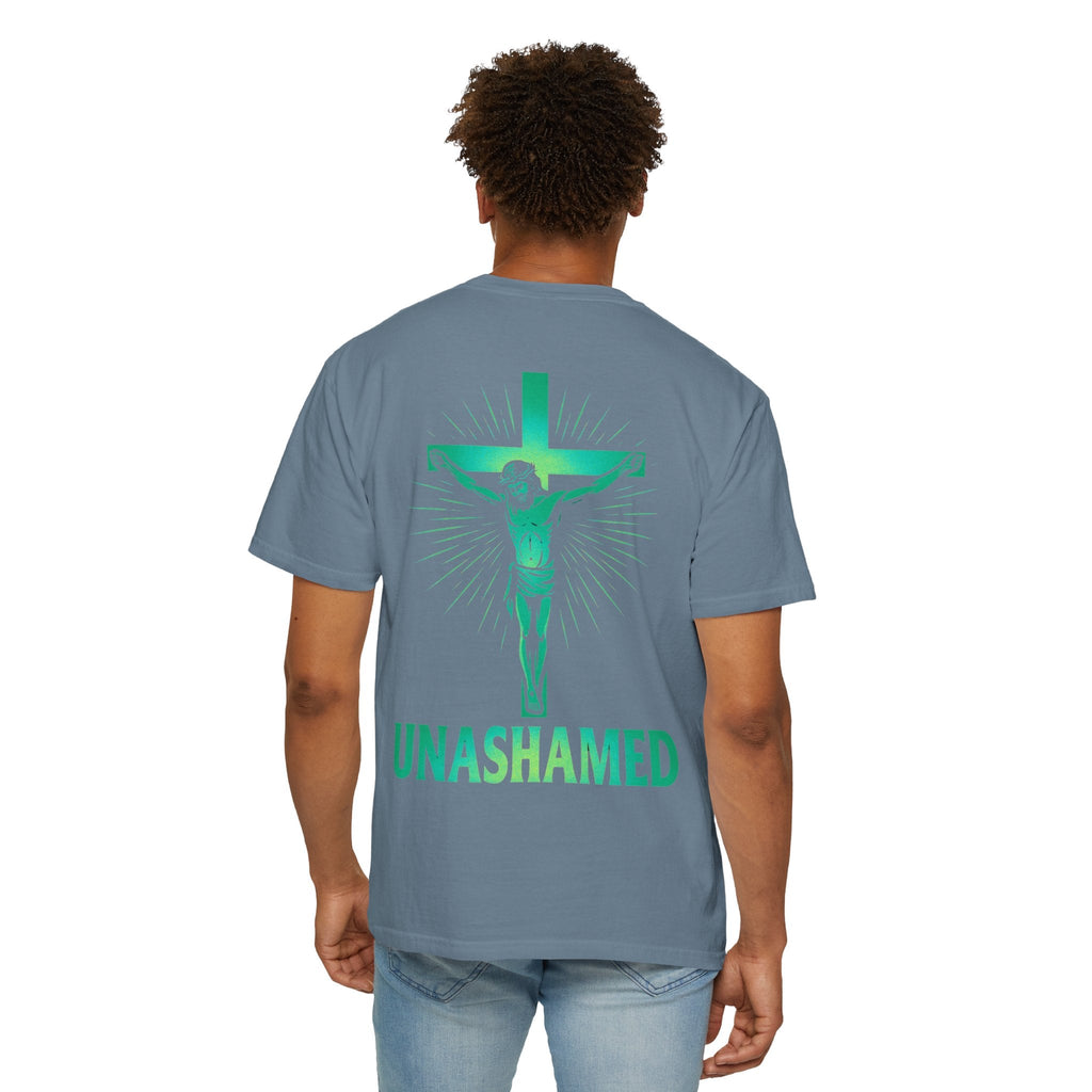 Unashamed T-shirt – Romans 1:16 Crucifixion Christian t-shirt for Bold Unwavering Faith Printify