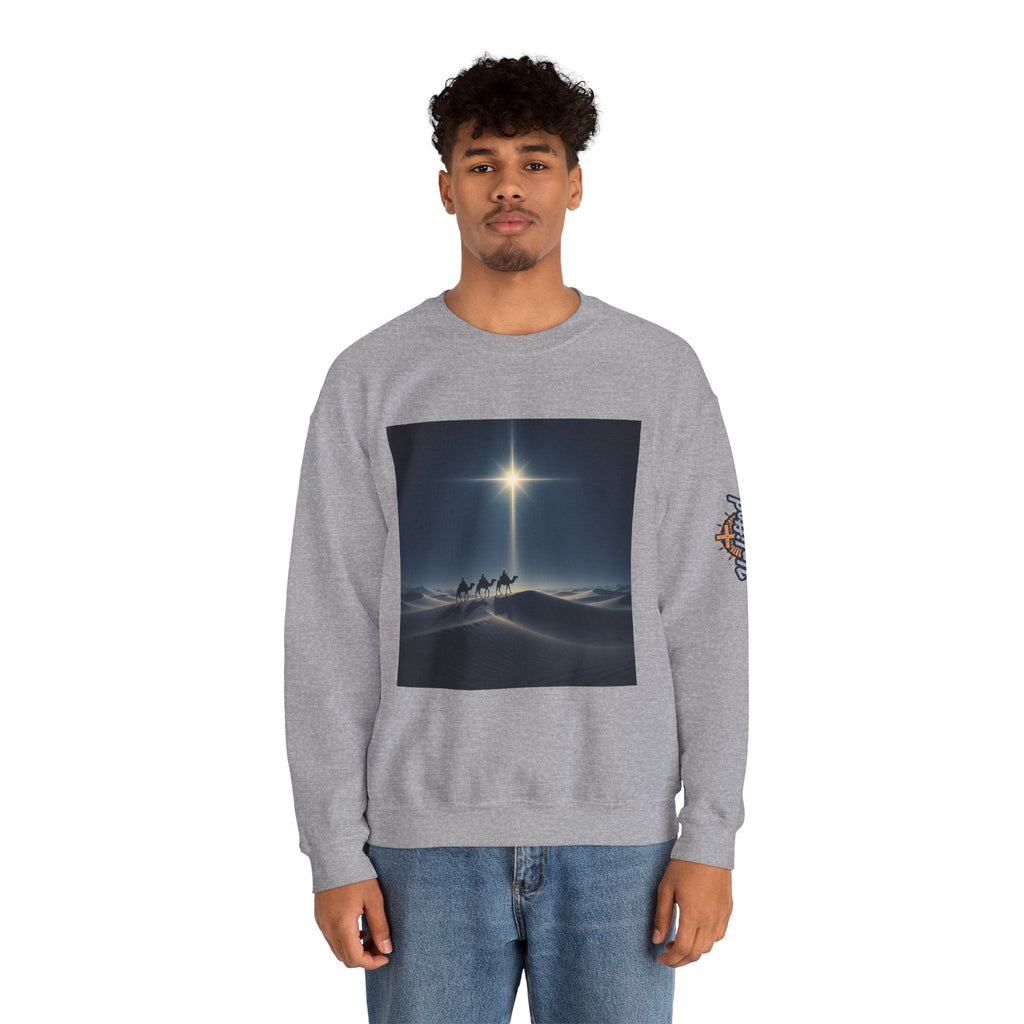 3 Wise Men Sweatshirt – Magi Camels Nativity Journey Christian Christmas Sweatshirt for Epiphany Faith & Holy Night Printify