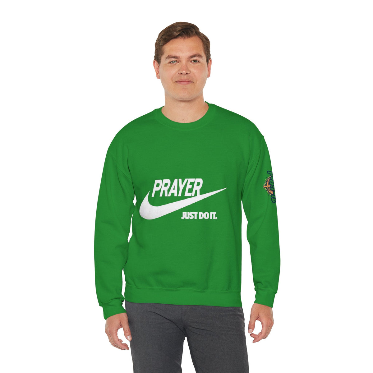 Prayer Just Do It Sweatshirt - Funny Christian Nike Parody Sweatshirt - Faith Gear Printify