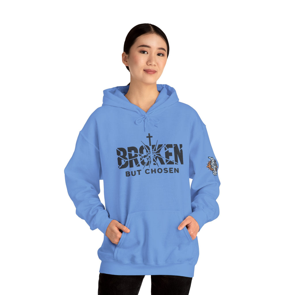 Broken But Chosen Hoodie — Christian Faith Graphic Sweatshirt Printify