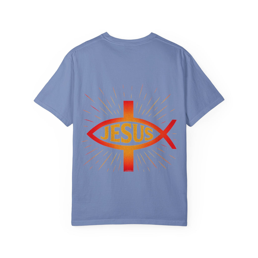 Jesus Ichthys T-shirt – Christian Fish Symbol with Cross & Jesus Inscription T-shirt for Eternal Faith & Streetwear Printify