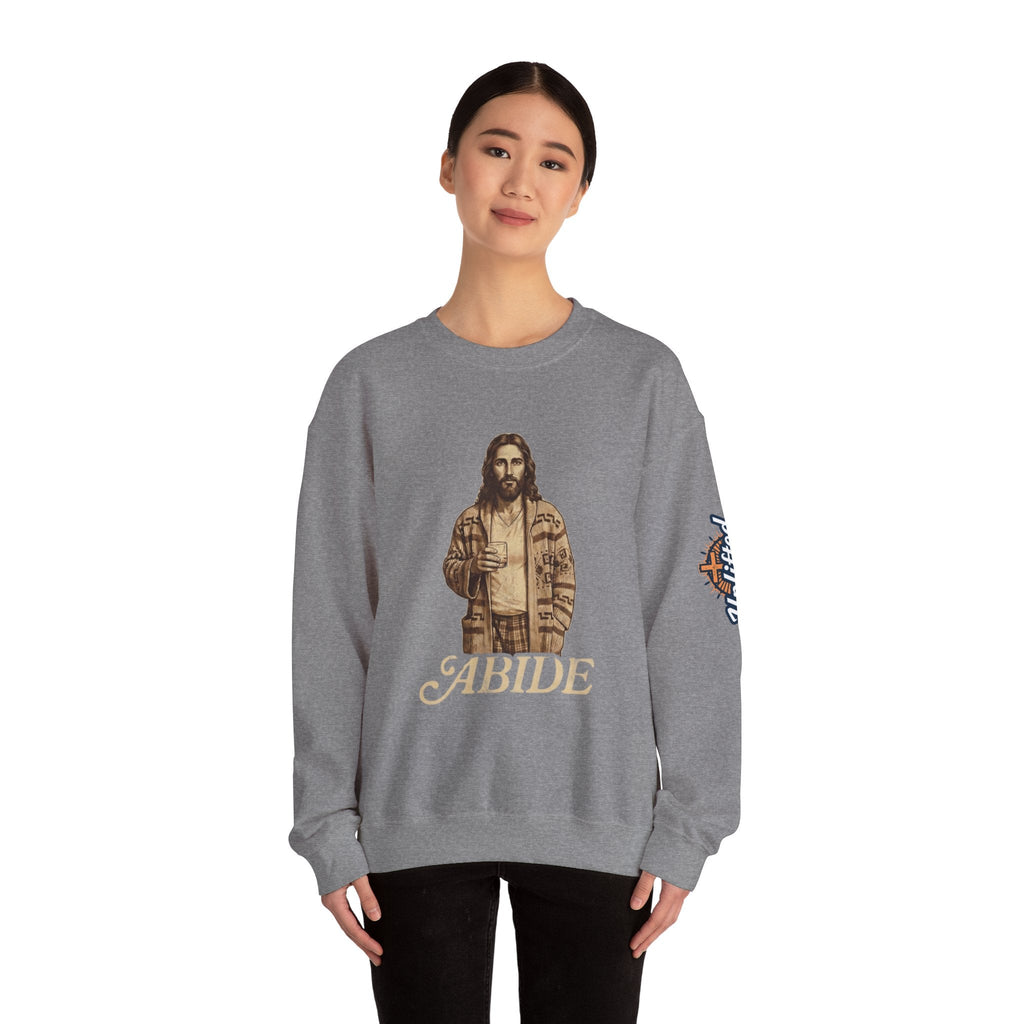 Abide Jesus Sweatshirt — Vintage 'The Dude' Religious Graphic Sweatshirt Printify
