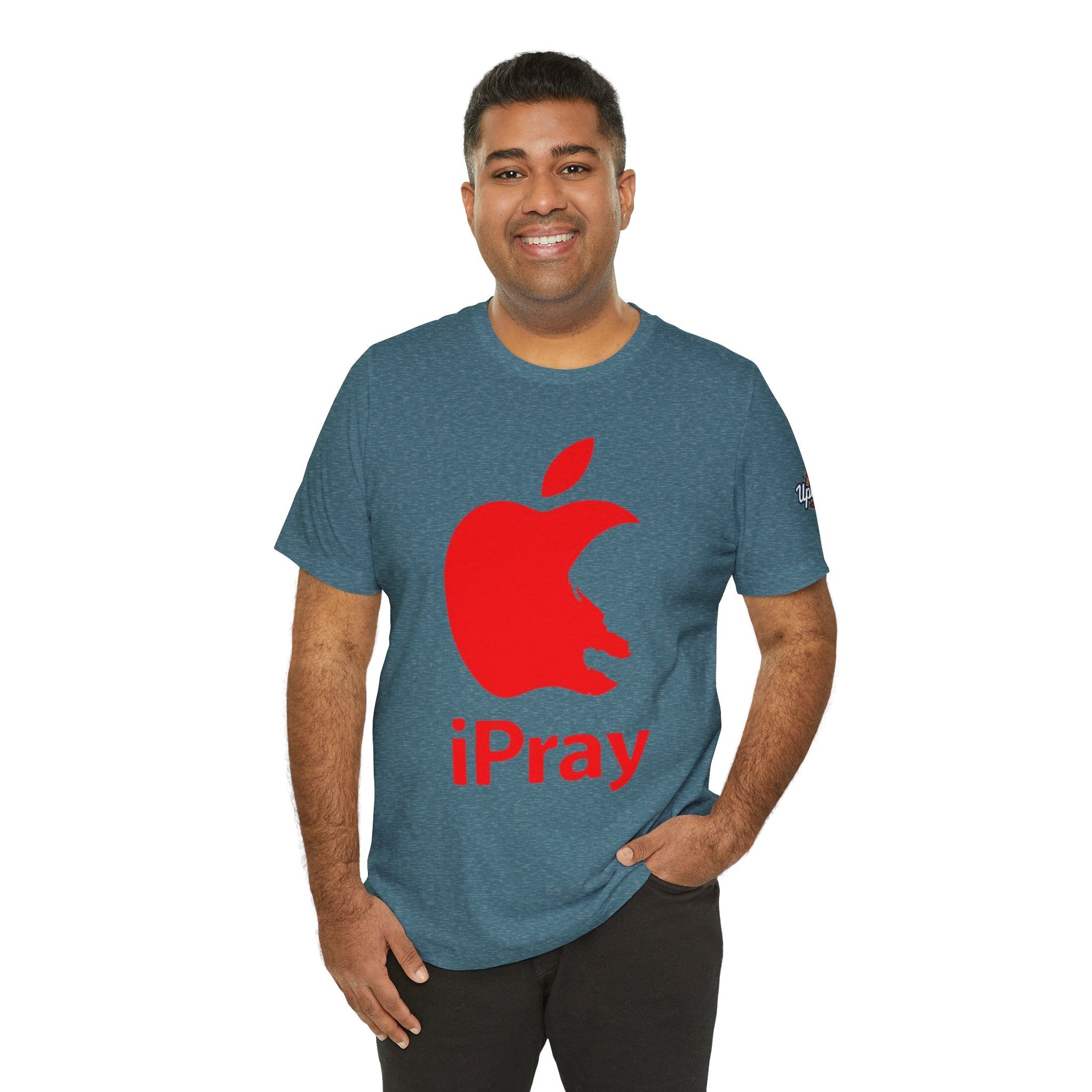 iPray Red Apple Christian T-Shirt — Faith Graphic Tee Printify