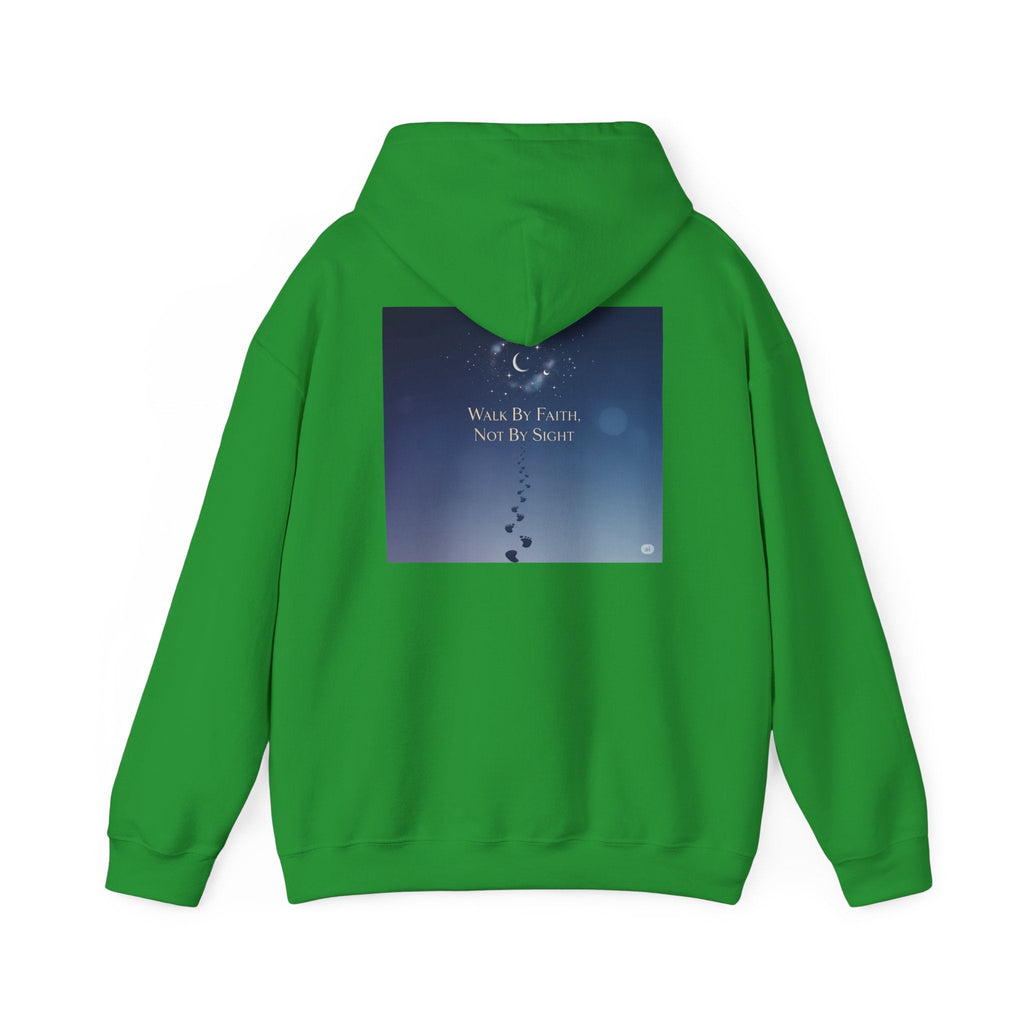 Walk by Faith, Not by Sight Hoodie – Moonlit Footprints Christian Hoodie for Cozy Nights Printify