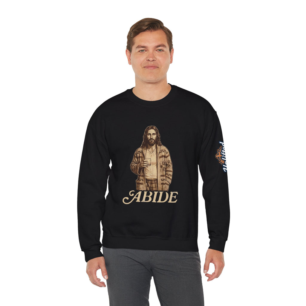 Abide Jesus Sweatshirt — Vintage 'The Dude' Religious Graphic Sweatshirt Printify