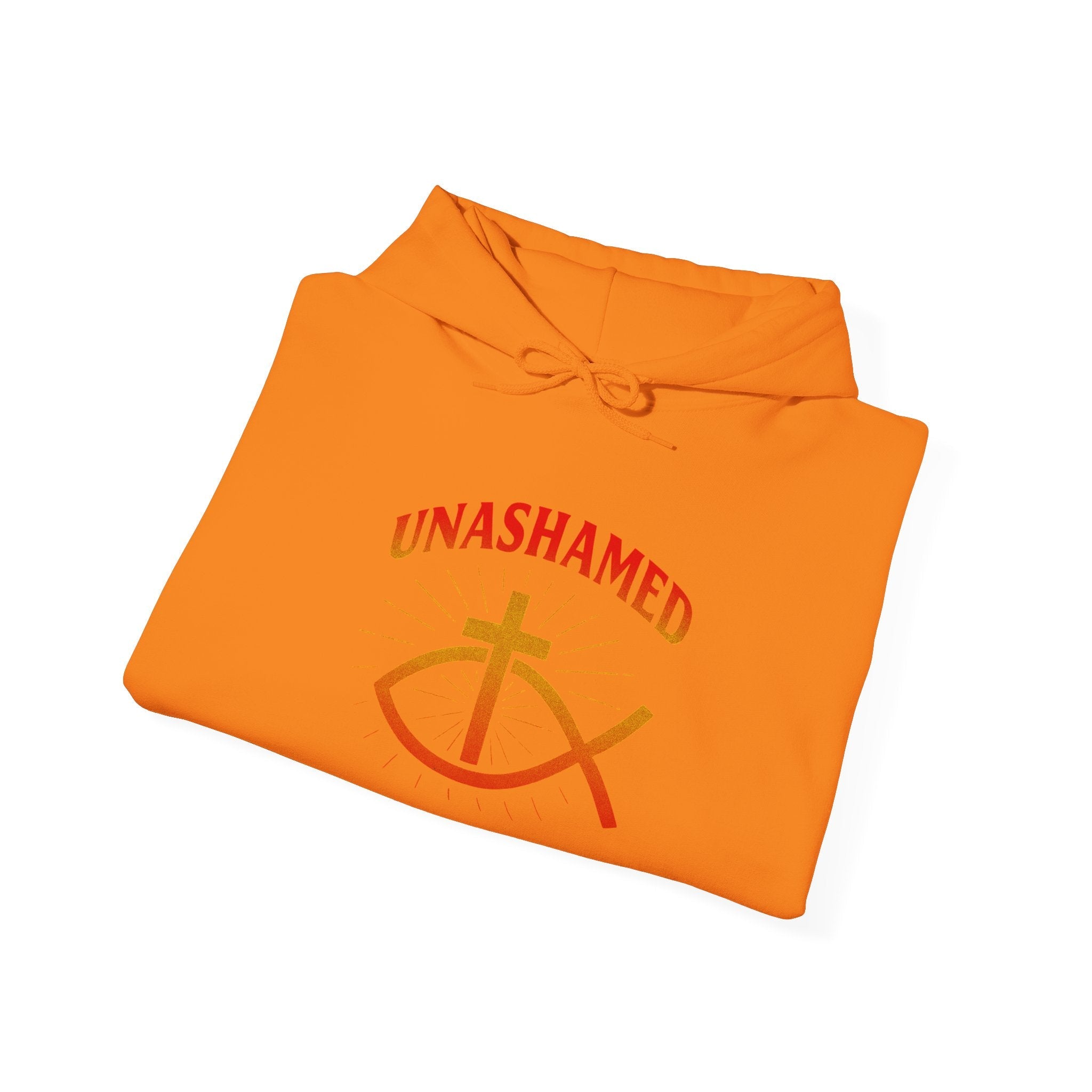 Unashamed Hoodie – Ichthys Jesus Fish & Cross Christian Sweatshirt for Romans 1:16 Bold Faith Printify